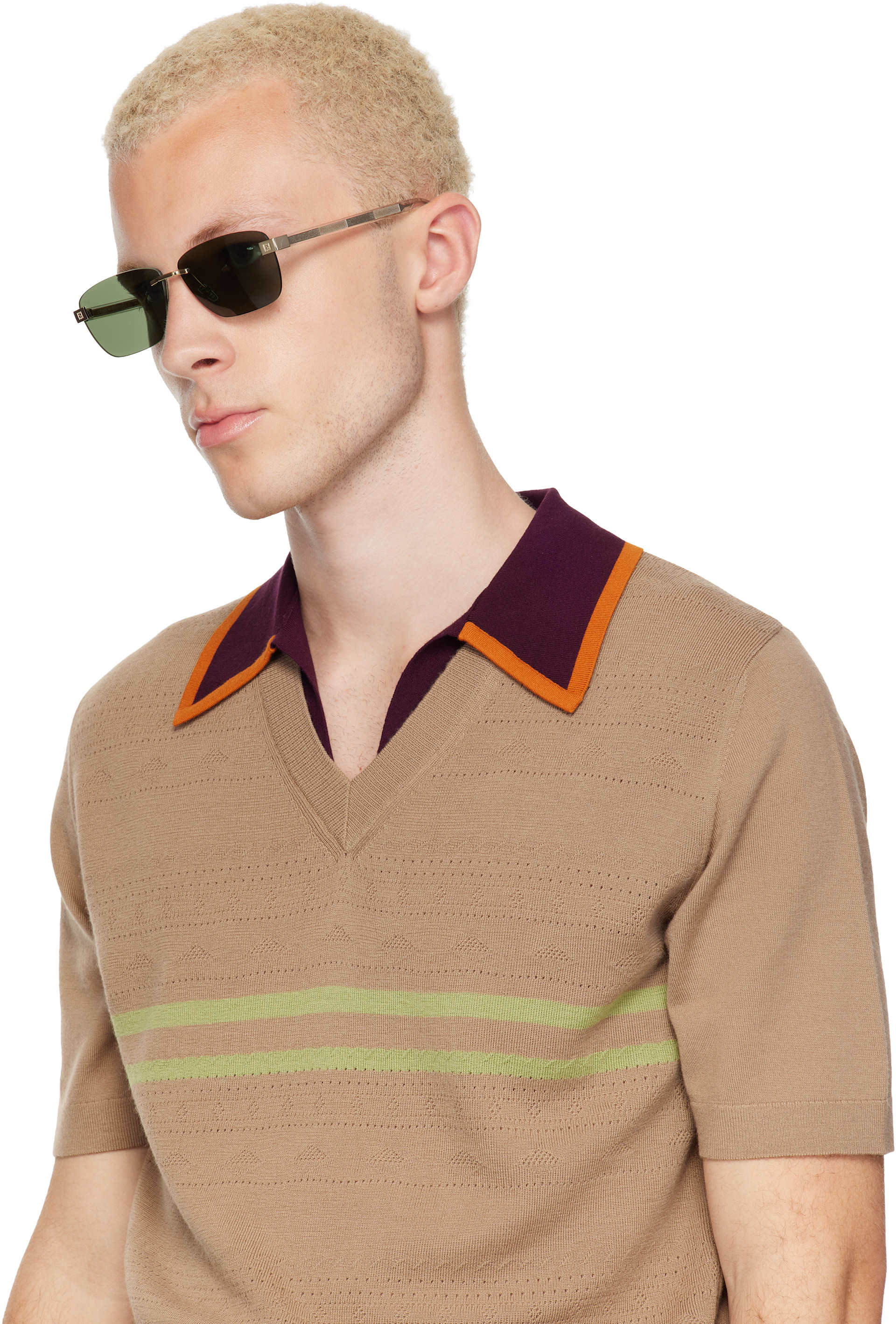Fendi - Lunettes de soleil dorées à logos