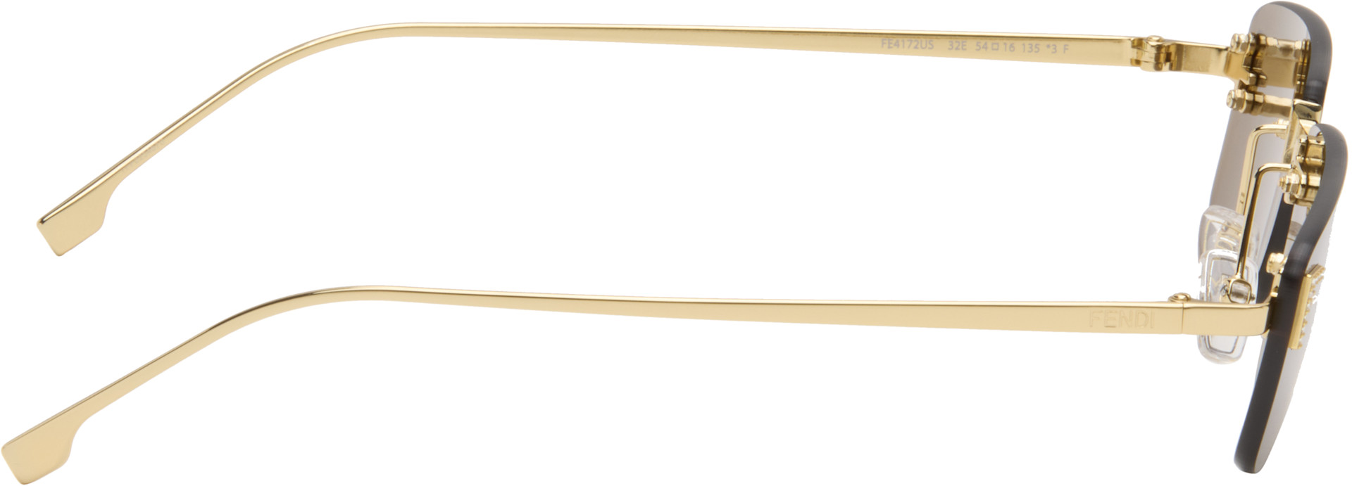 Fendi: Gold 'Fendi First' Crystal Sunglasses | SSENSE