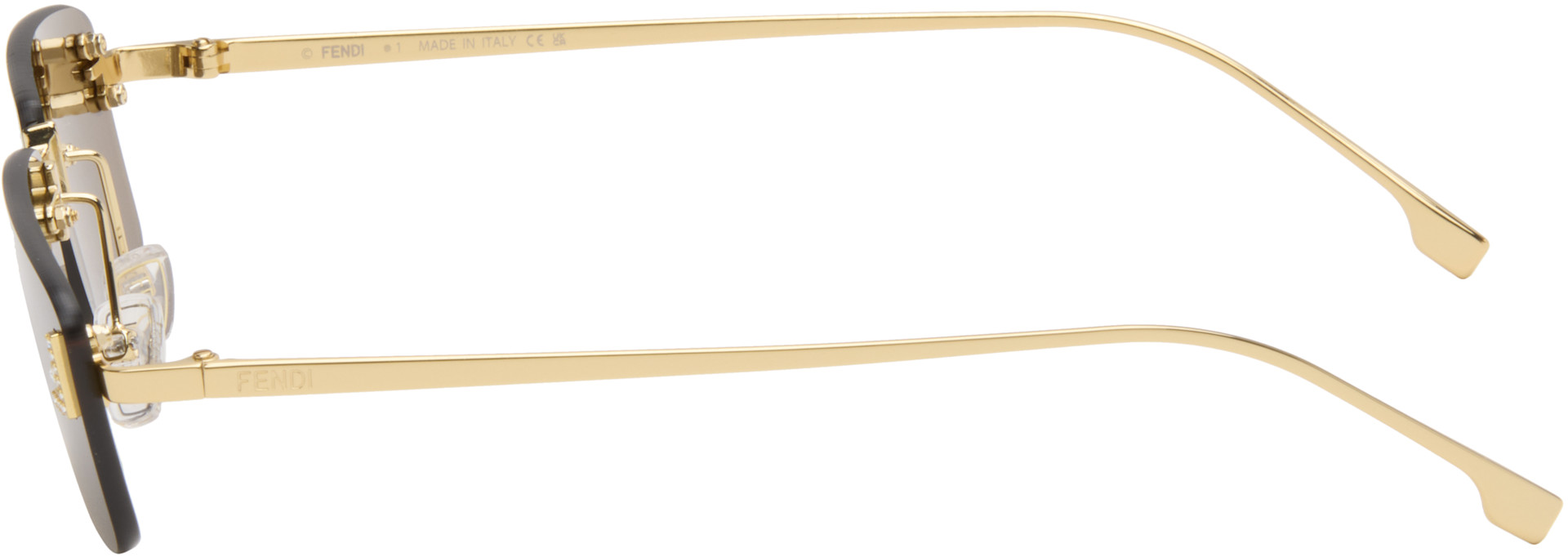Fendi: Gold 'Fendi First' Crystal Sunglasses | SSENSE