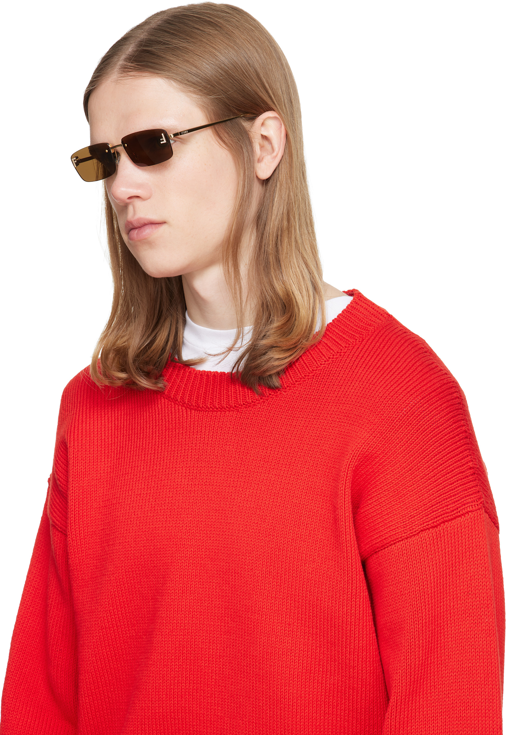 Fendi: ゴールド 'Fendi First' Crystal サングラス | SSENSE 日本
