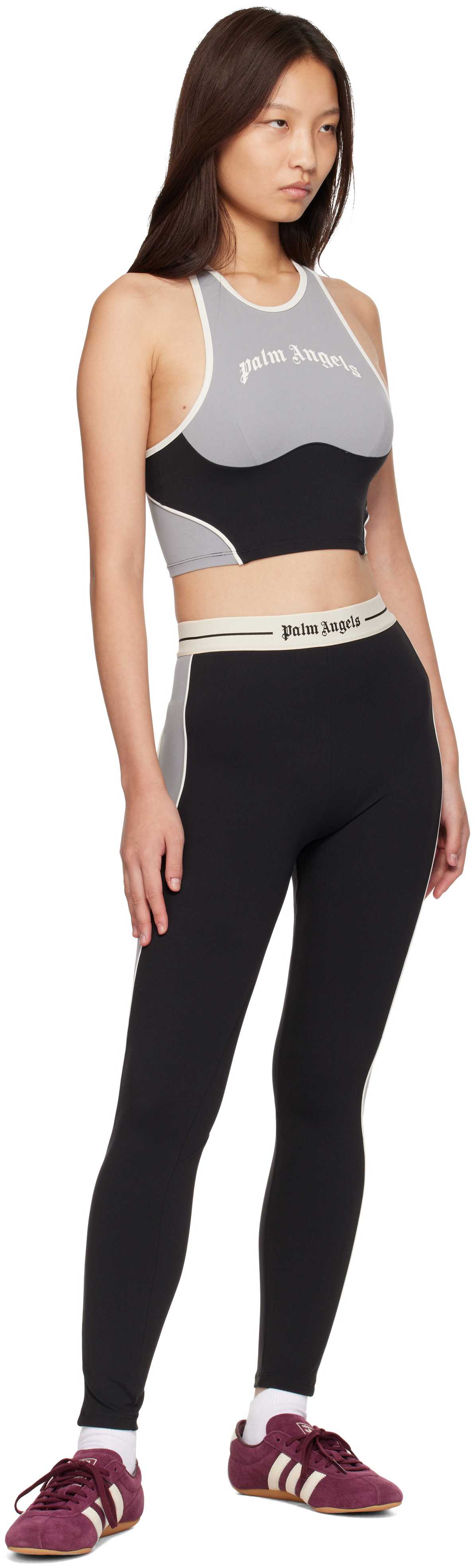 Palm Angels: ブラック＆グレー Logo Colour-Block Active スポーツ