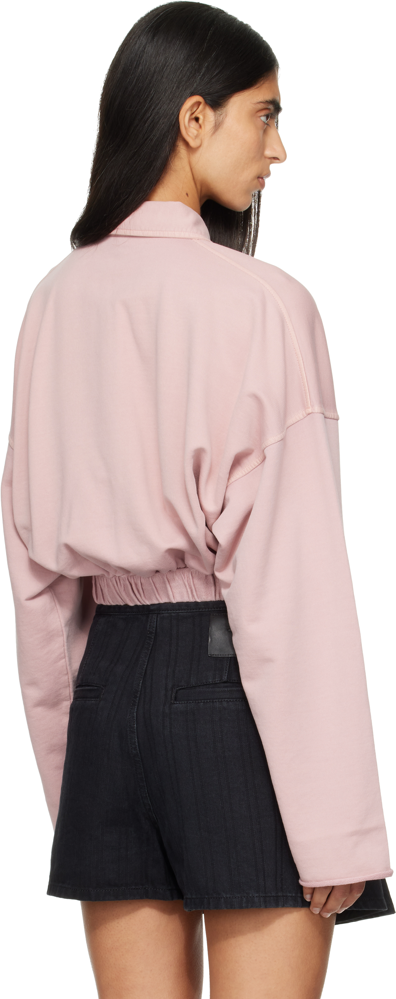 Palm Angels: Pink Palm Sway Cropped Long Sleeve Polo | SSENSE