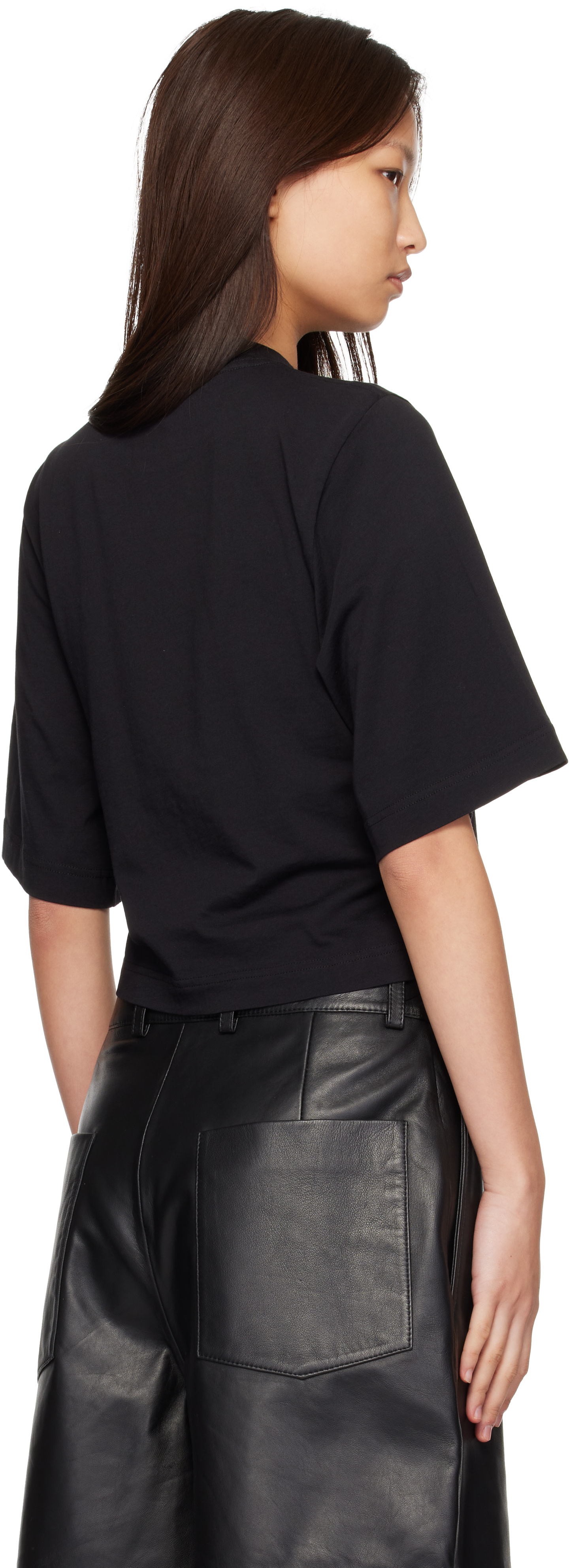 Palm Angels: Black Curved Logo Boxy T-shirt | SSENSE