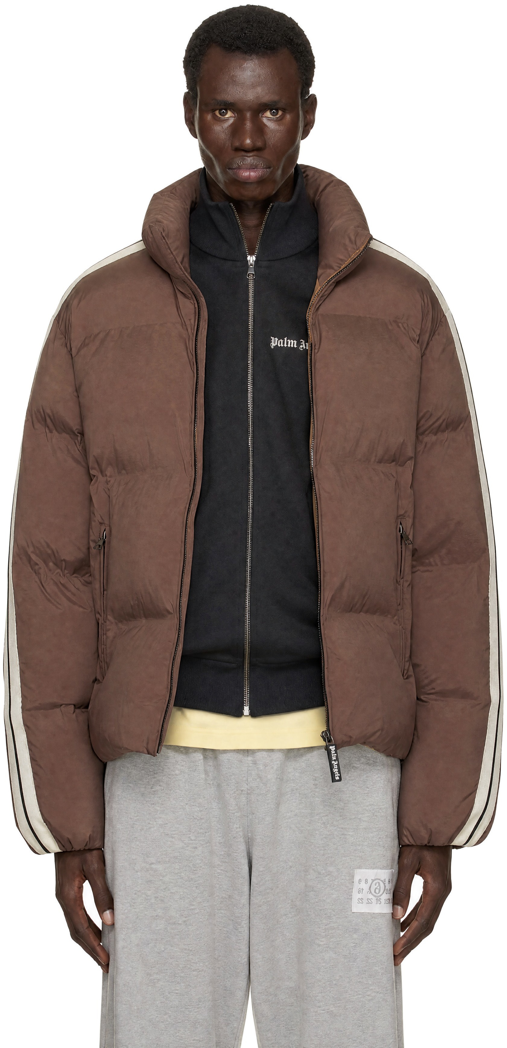 Palm Angels - Brown Classic Logo Track Puffer Jacket