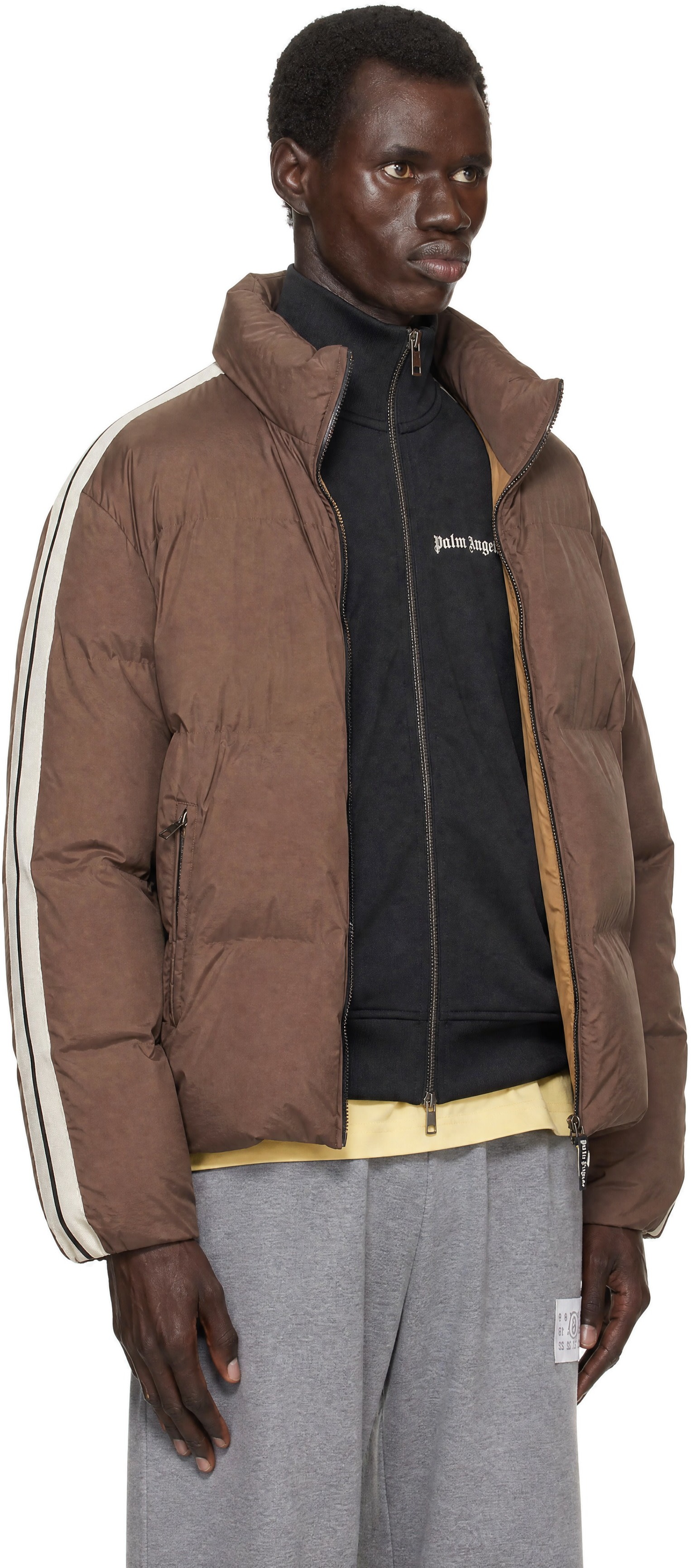 Palm Angels - Brown Classic Logo Track Puffer Jacket