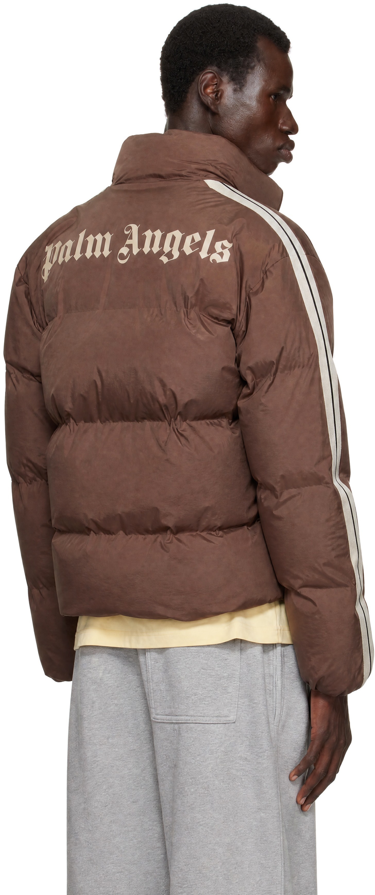 Palm Angels - Brown Classic Logo Track Puffer Jacket