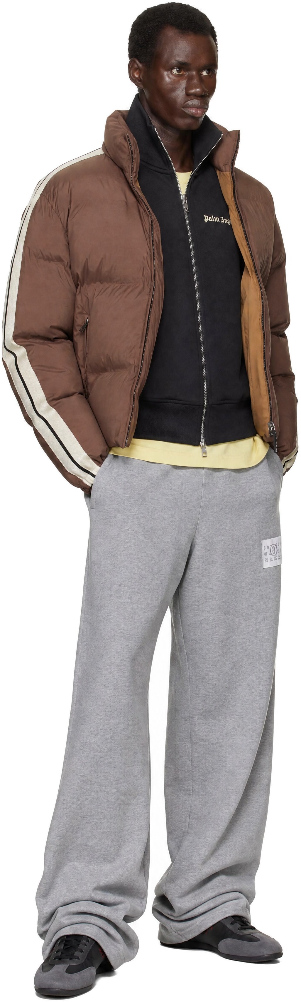 Palm Angels - Brown Classic Logo Track Puffer Jacket