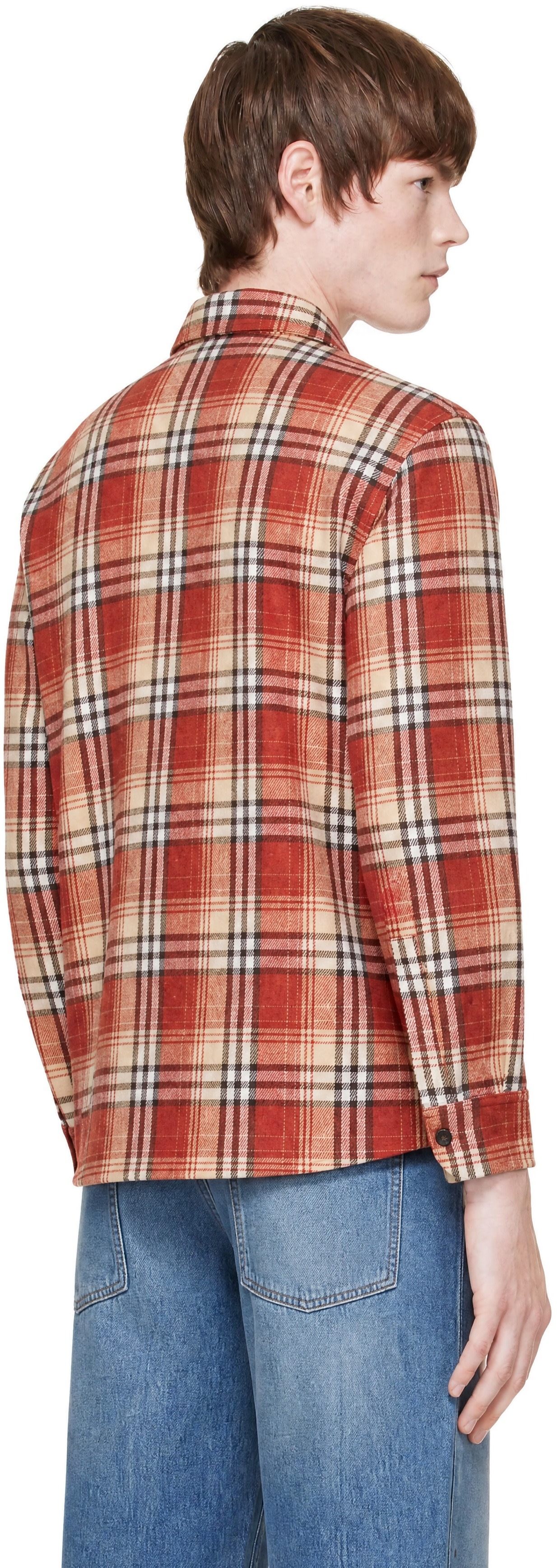Palm Angels: Orange Big Neck Logo Loose Overshirt | SSENSE