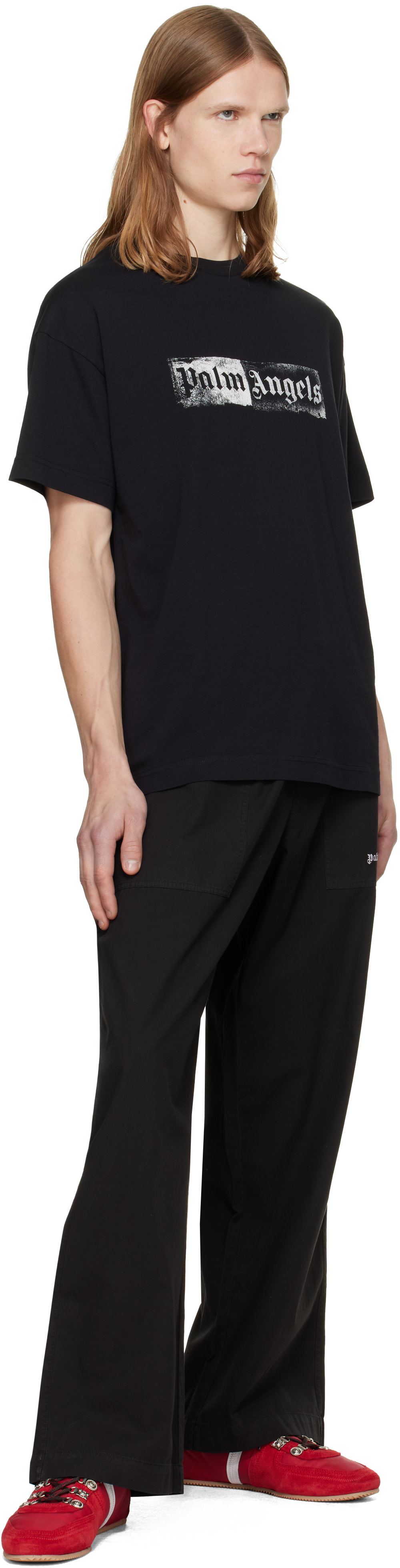 Palm Angels: Black Classic Logo Loose Trousers | SSENSE