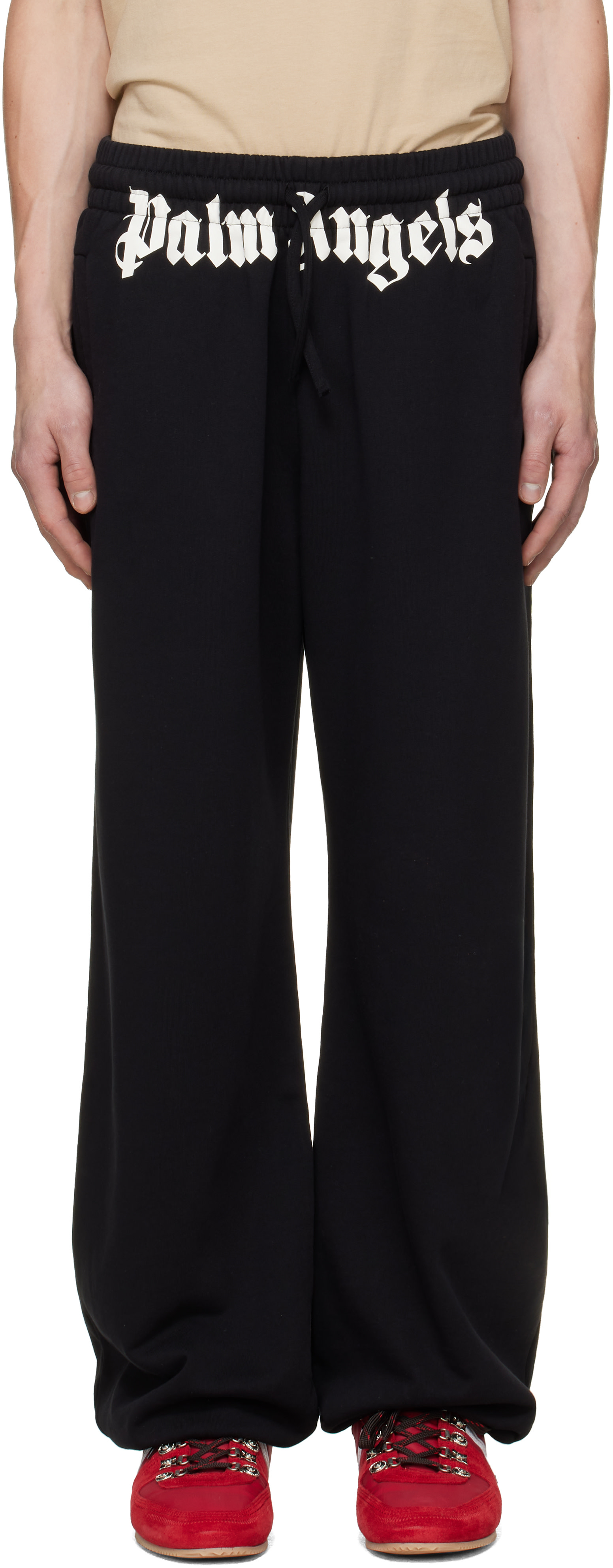 Palm Angels: Black Waist Logo Sweatpants | SSENSE