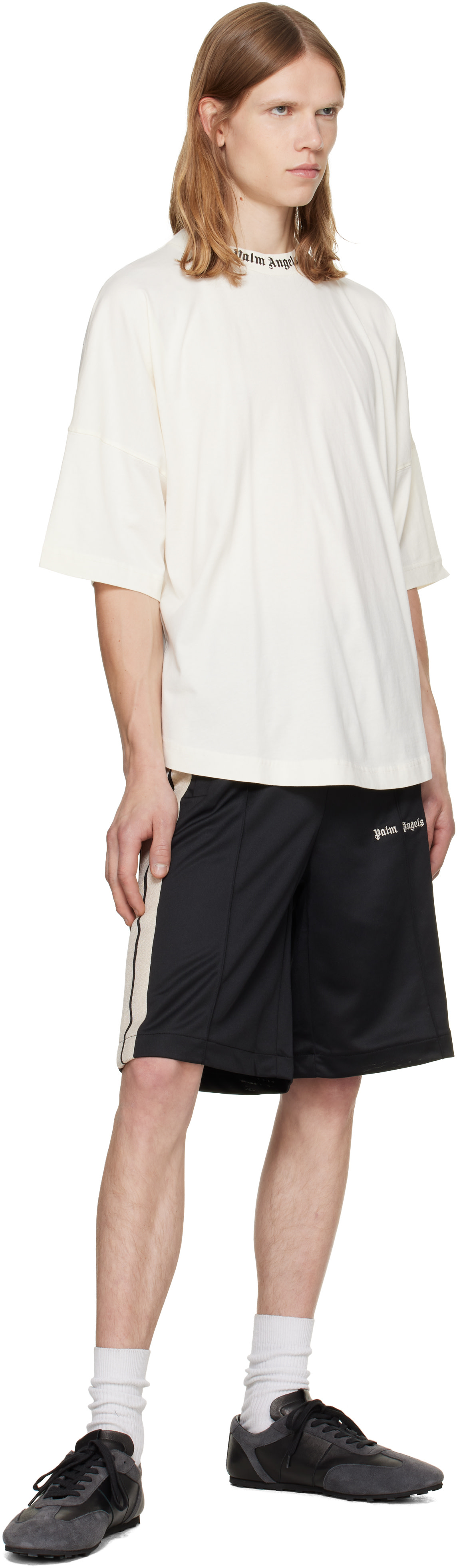 Palm Angels: ブラック Classic Logo トラック ショートパンツ