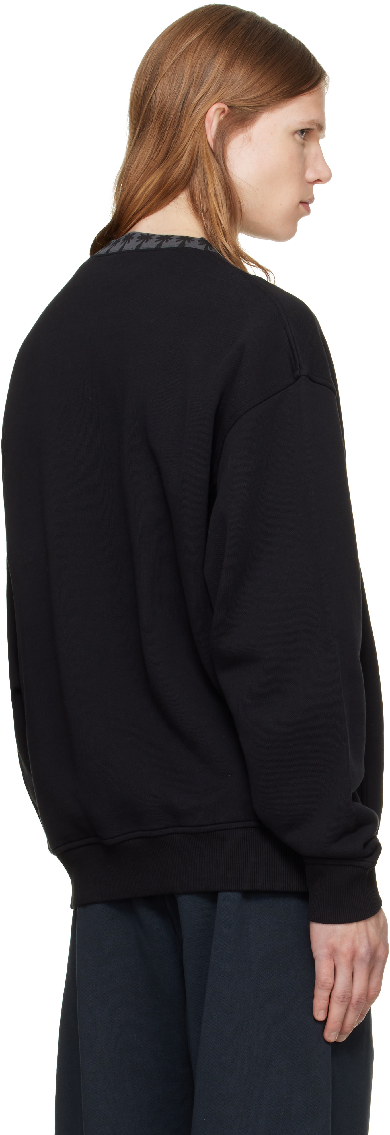 Palm Angels - Pull molletonné noir à col ras du cou et à logos