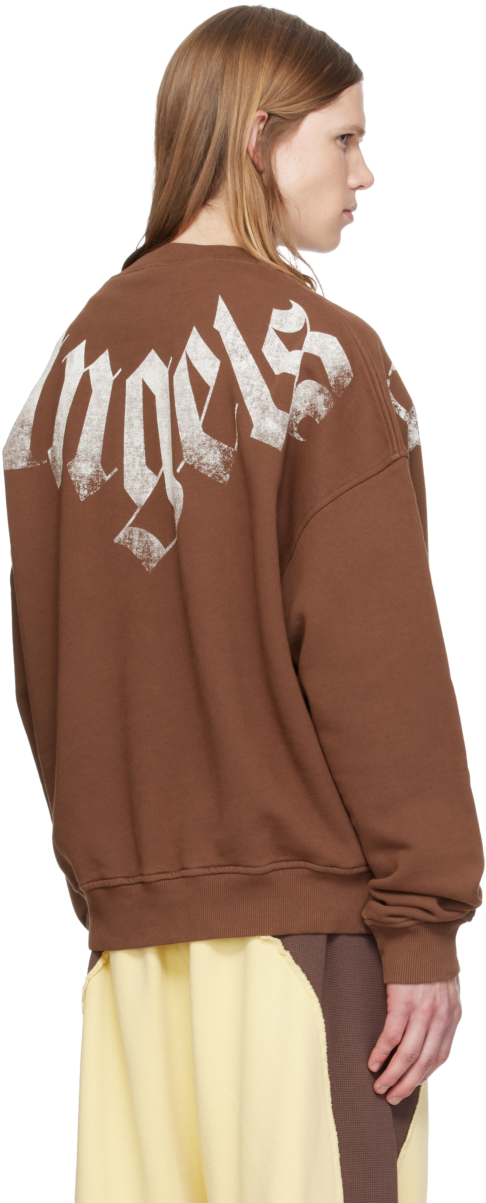 Palm Angels - Pull molletonné décontracté brun à logo surdimensionné