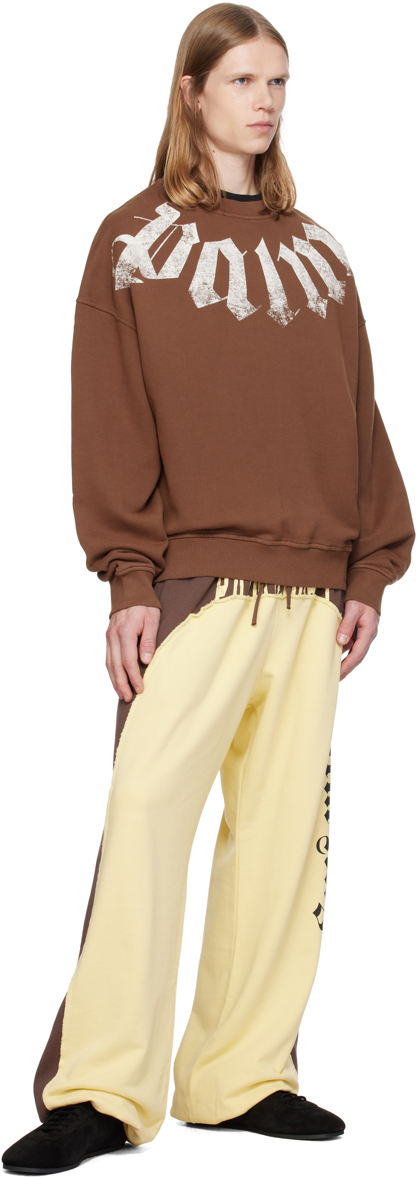 Palm Angels - Pull molletonné décontracté brun à logo surdimensionné
