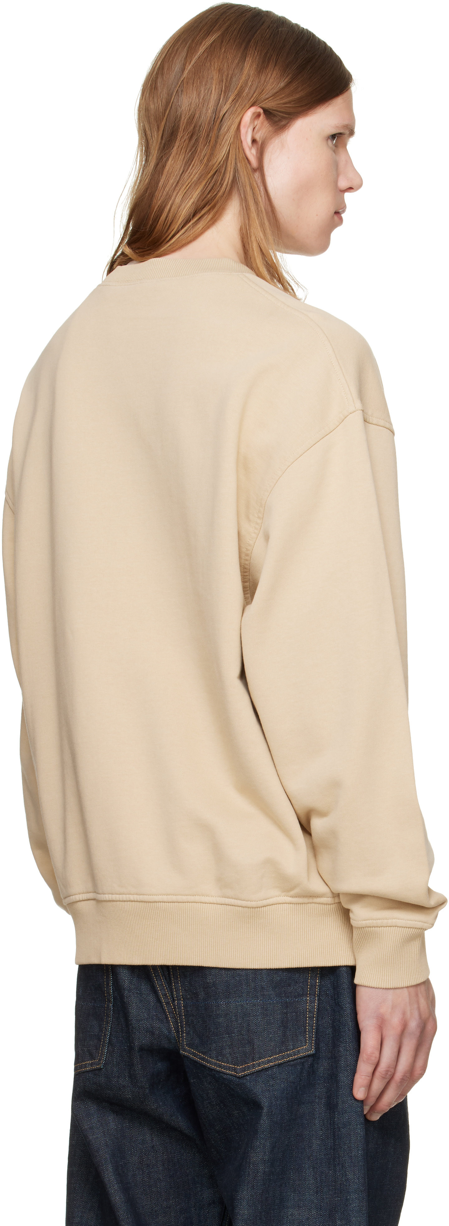 Palm Angels - ベージュ Neck Logo Regular Crew スウェットシャツ