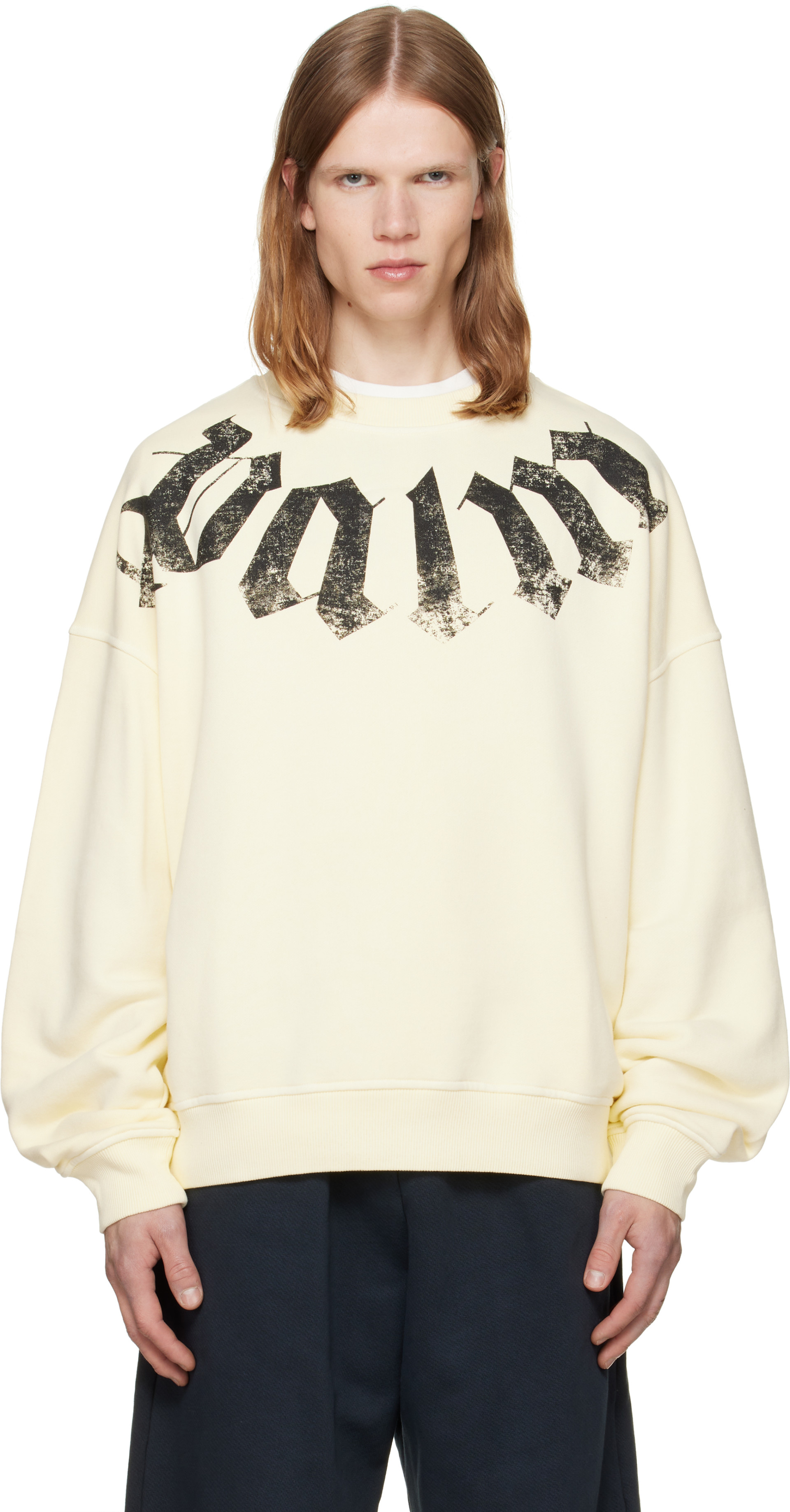 Palm Angels - Pull molletonné décontracté jaune à logo surdimensionné