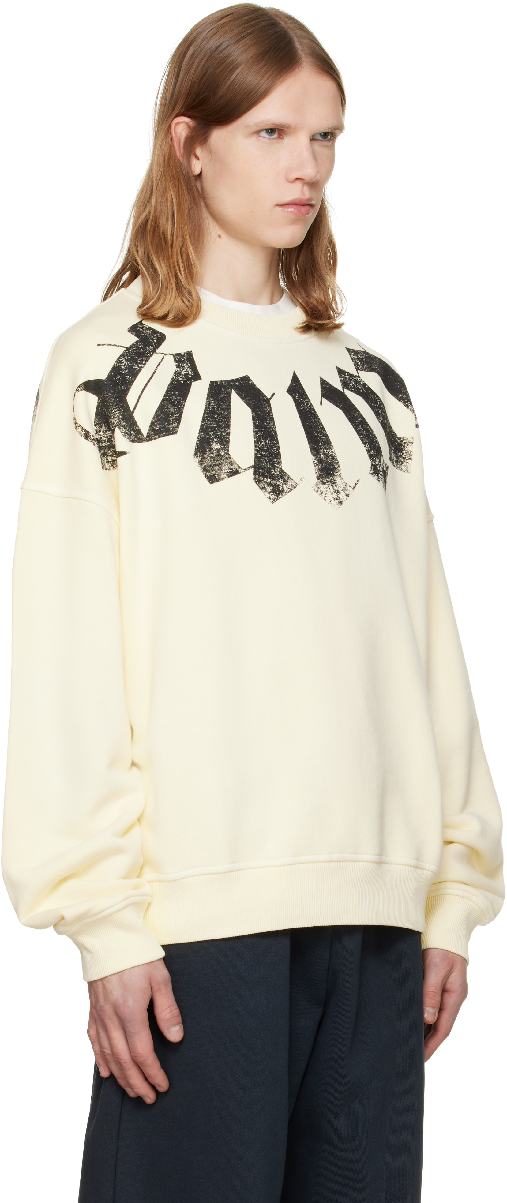 Palm Angels - Pull molletonné décontracté jaune à logo surdimensionné