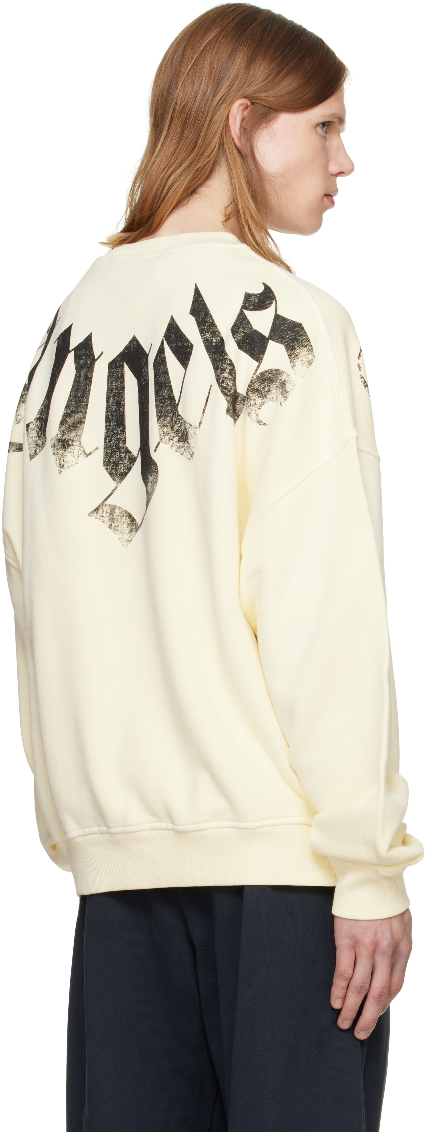 Palm Angels - Pull molletonné décontracté jaune à logo surdimensionné