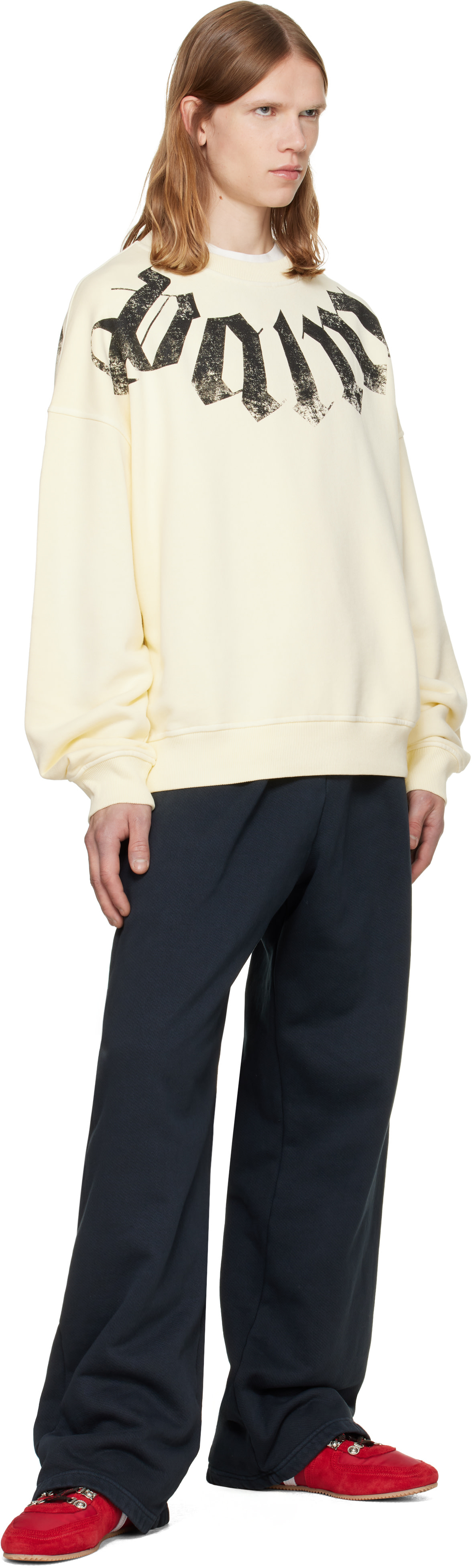 Palm Angels - Pull molletonné décontracté jaune à logo surdimensionné