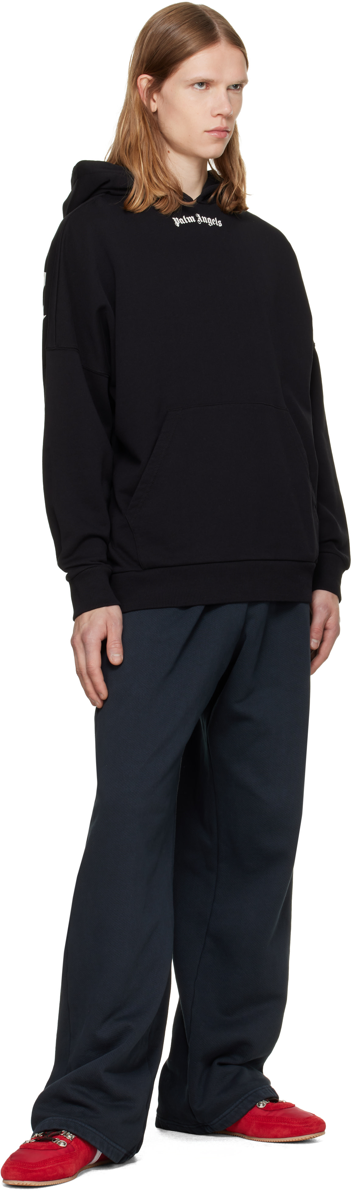 Palm Angels - Pull à capuche noir à logos