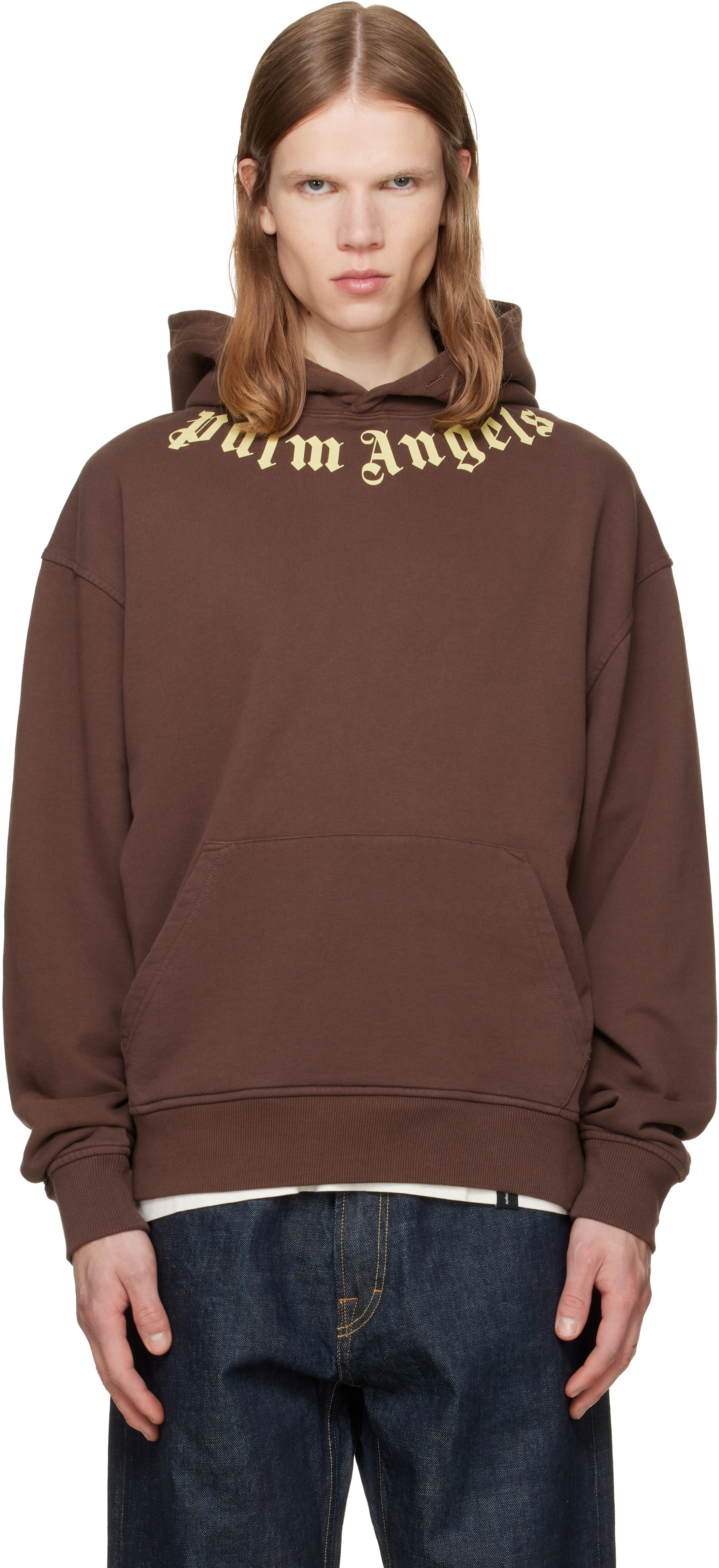 Palm Angels - Pull à capuche brun à logo