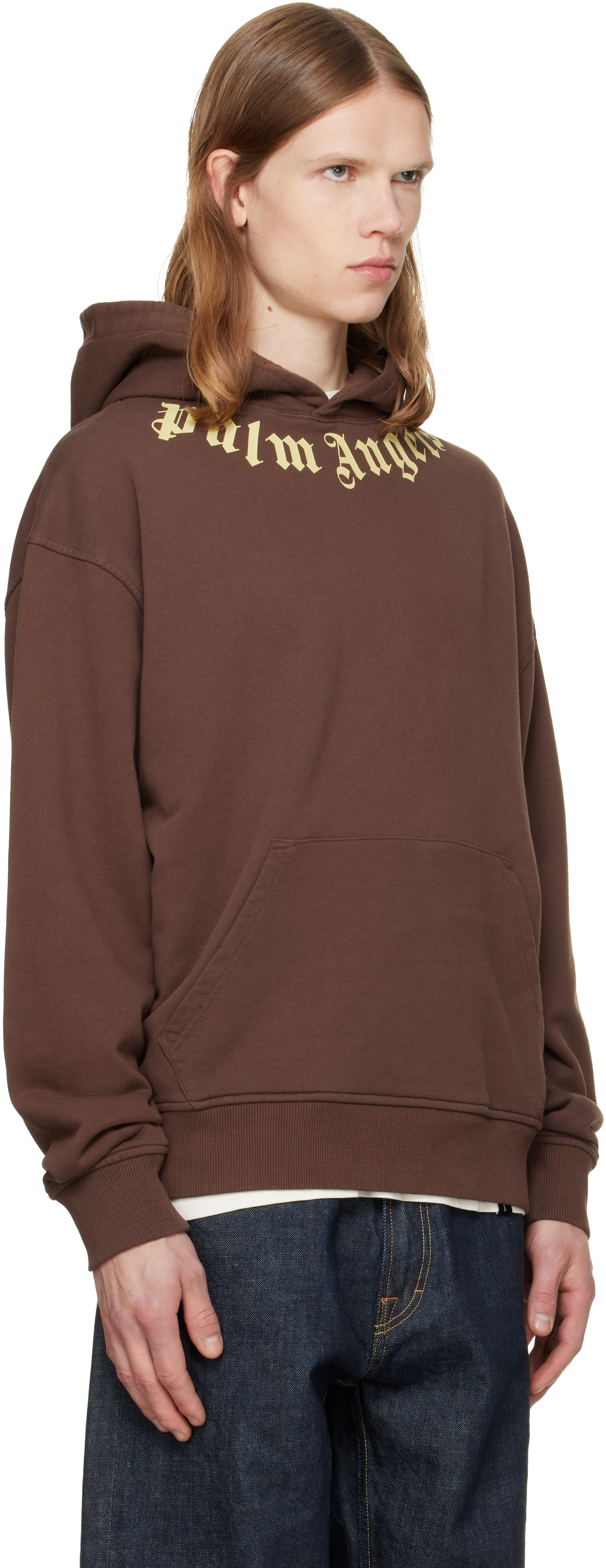 Palm Angels - Pull à capuche brun à logo
