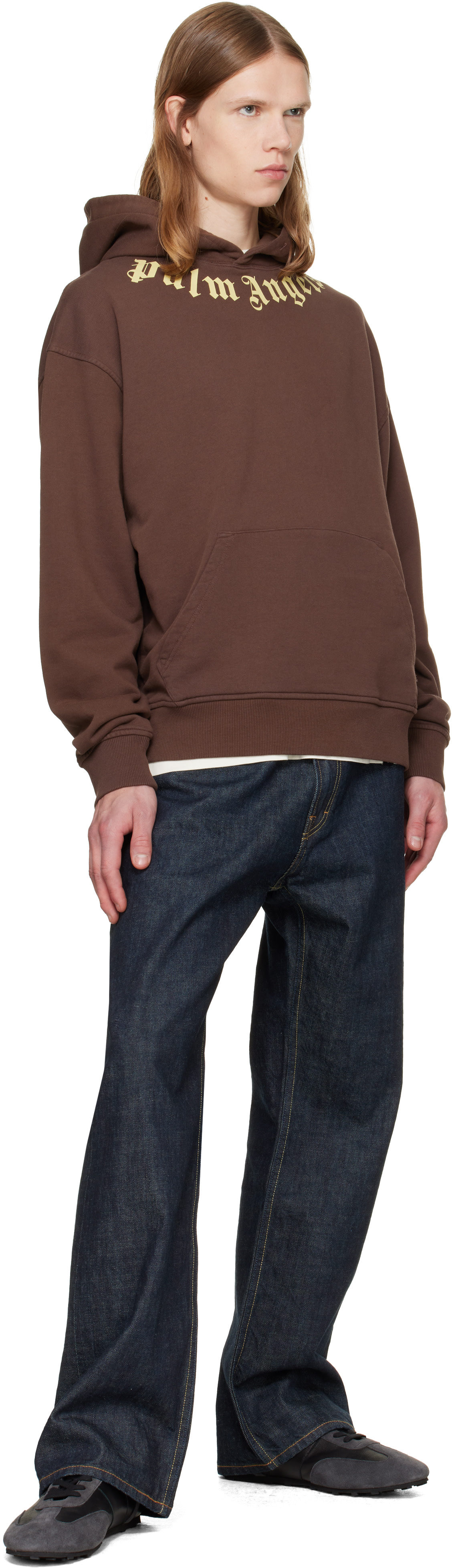 Palm Angels - Pull à capuche brun à logo