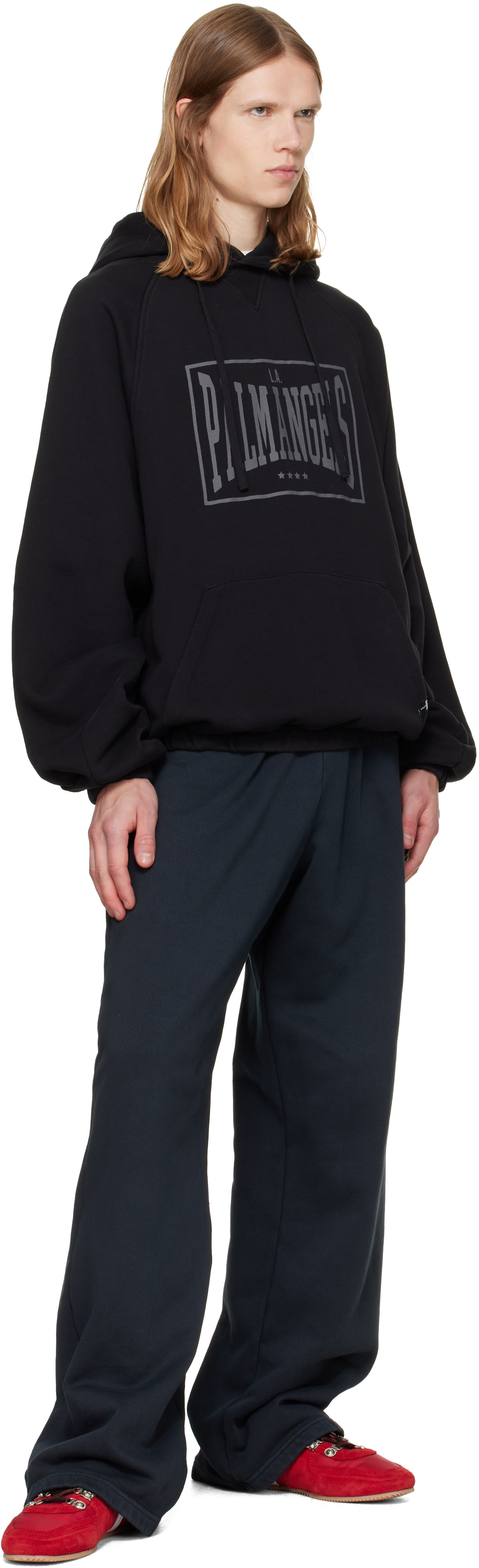 Palm Angels - Pull à capuche décontracté noir à logo rétro