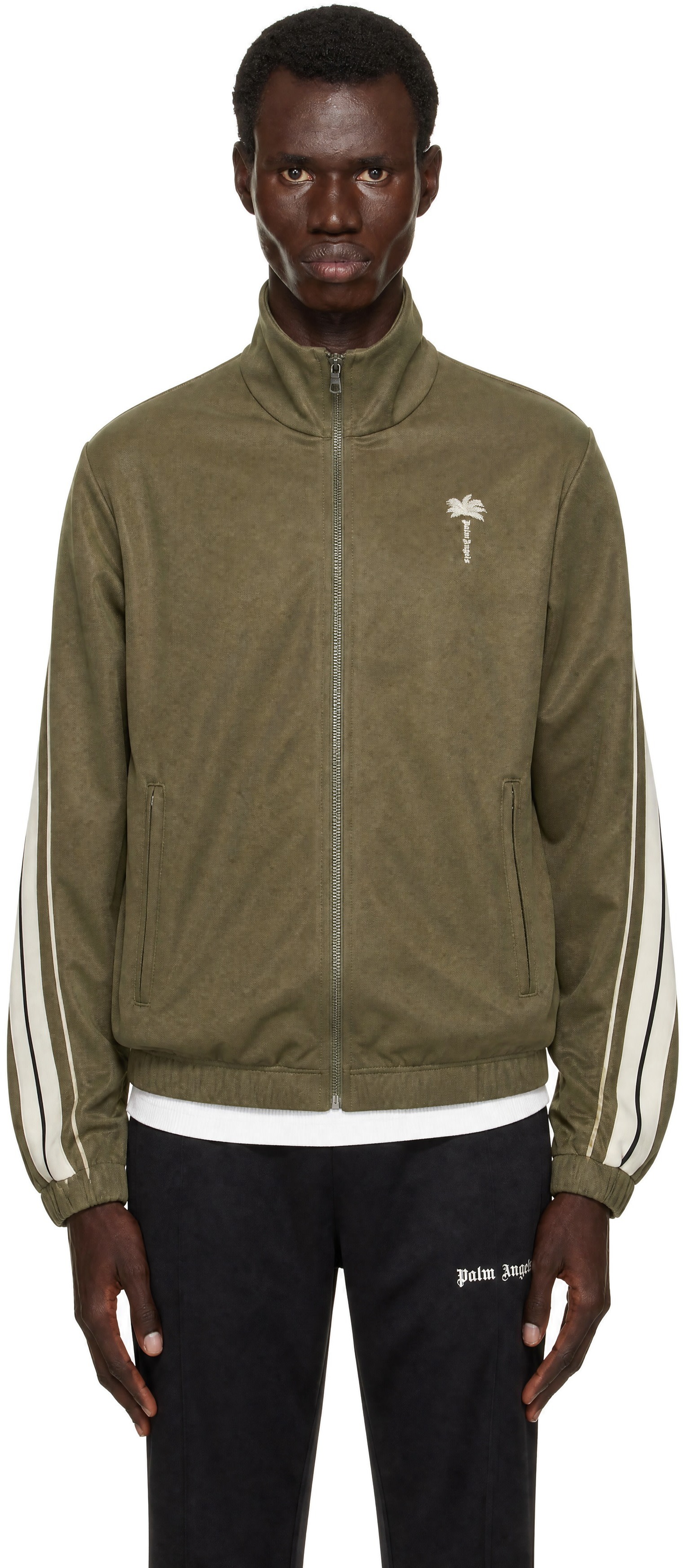 Palm Angels - Green Palm Tree Striped Track Jacket