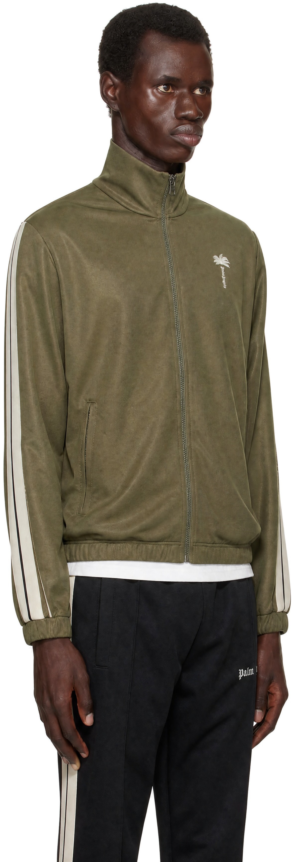 Palm Angels - Green Palm Tree Striped Track Jacket