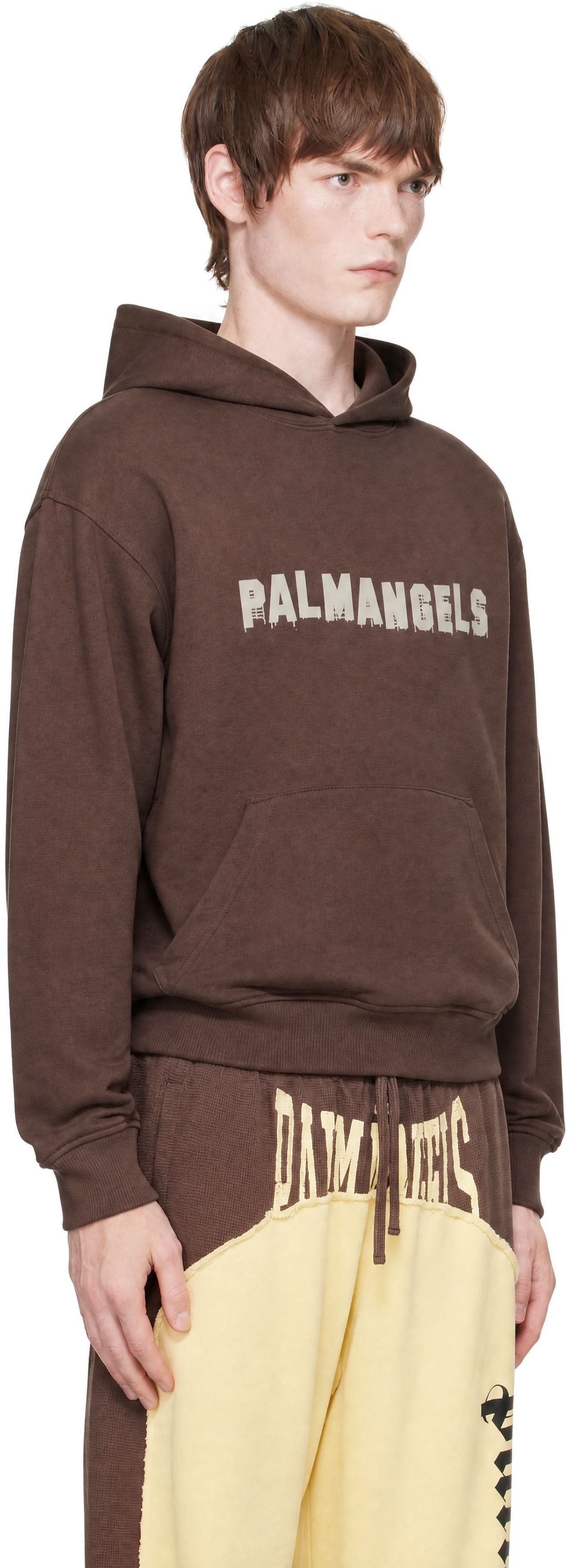Palm Angels - Pull à capuche Hills brun à logo