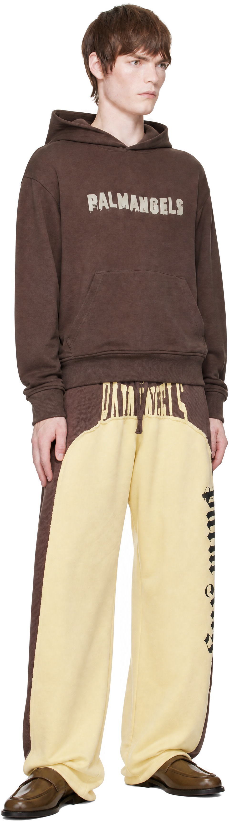 Palm Angels - Pull à capuche Hills brun à logo