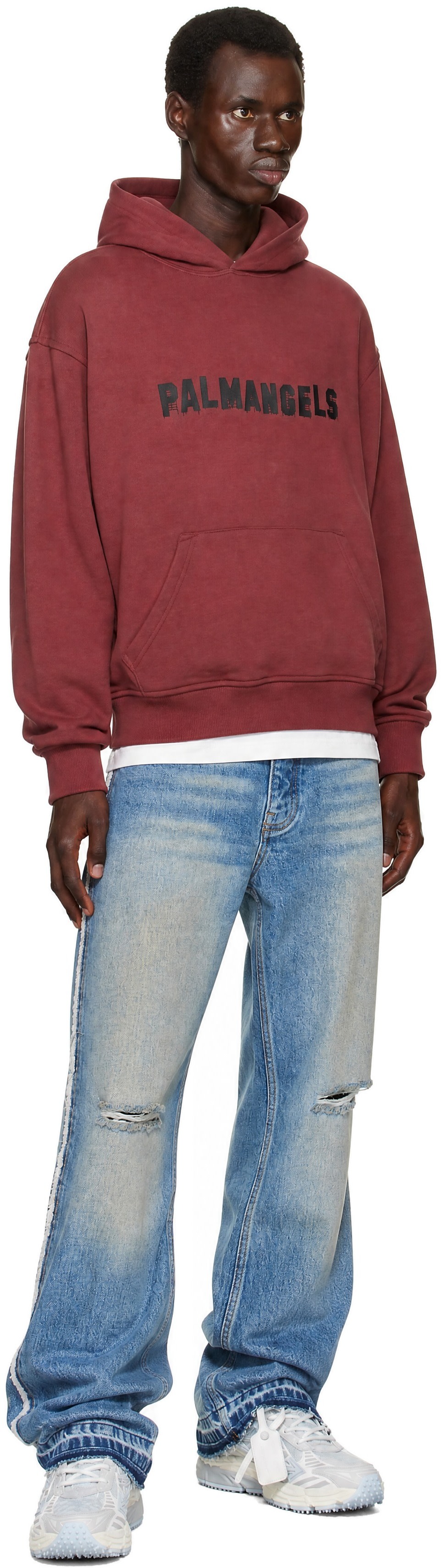 Palm Angels - Pull à capuche Hills rouge à logo