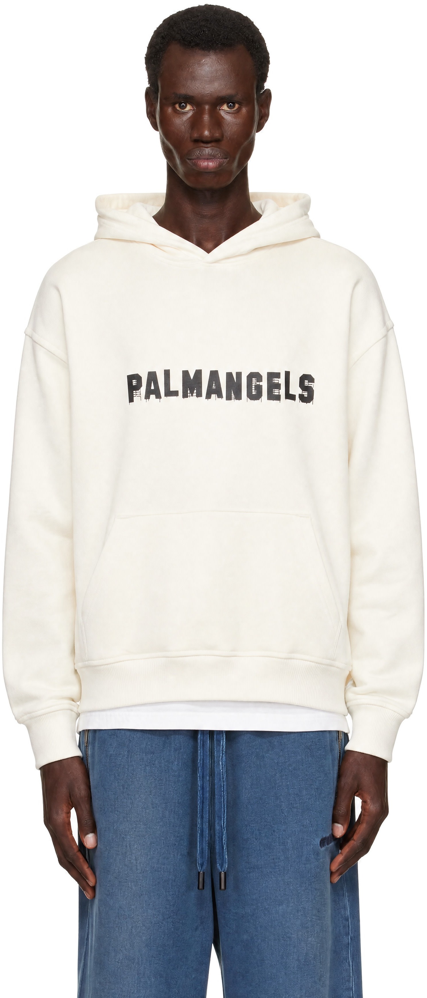Palm Angels - Pull à capuche Hills blanc cassé à logo