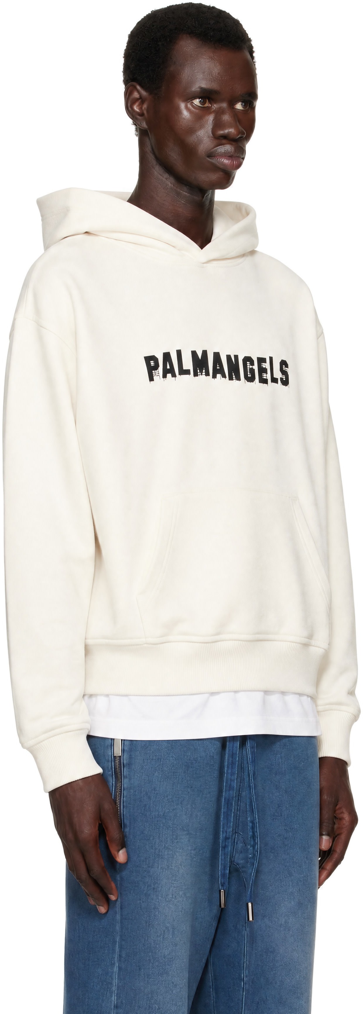 Palm Angels - Pull à capuche Hills blanc cassé à logo