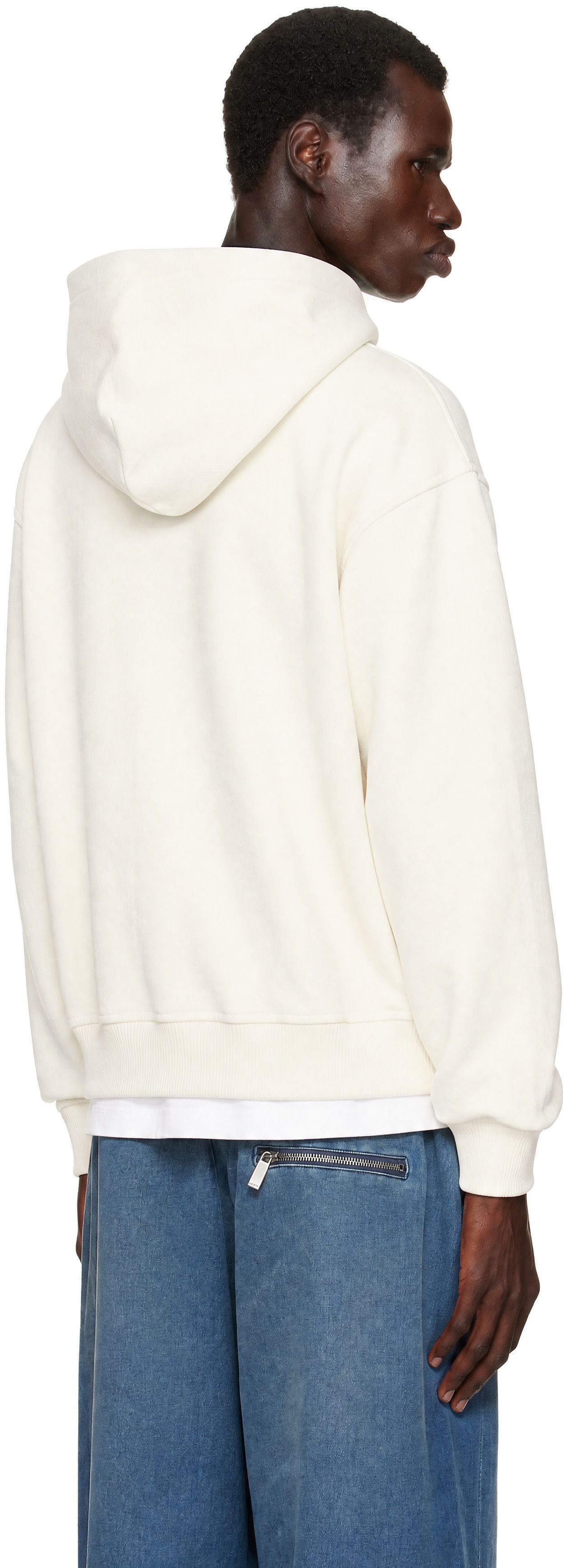 Palm Angels - Pull à capuche Hills blanc cassé à logo