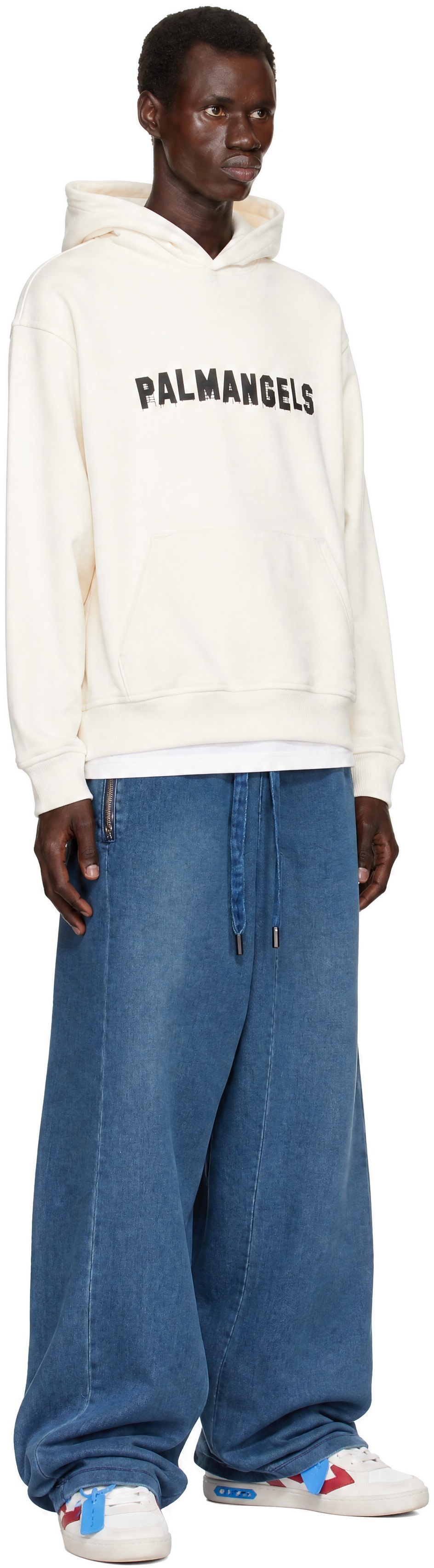 Palm Angels - Pull à capuche Hills blanc cassé à logo