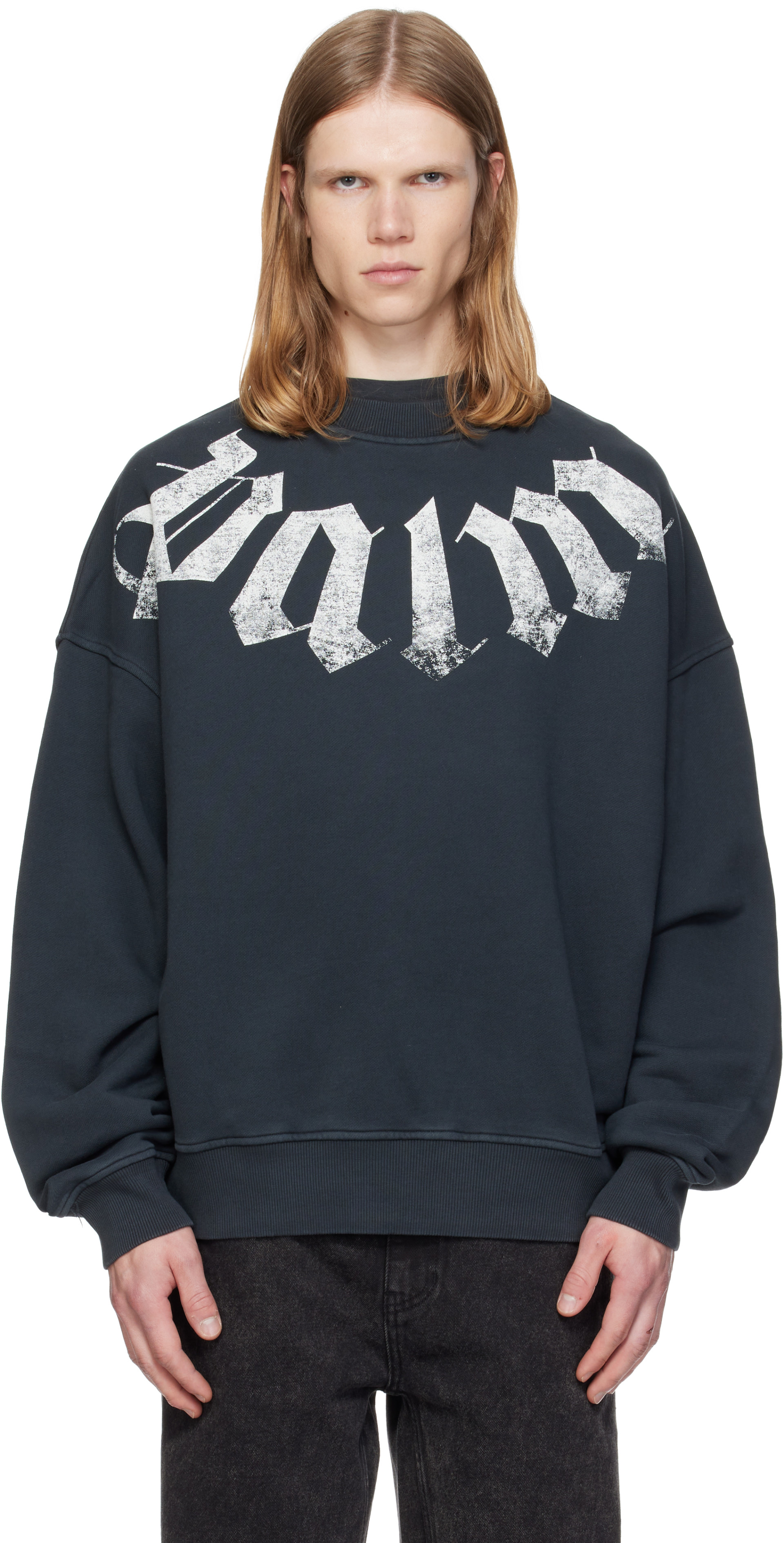 Palm Angels - Pull molletonné décontracté noir à logo surdimensionné
