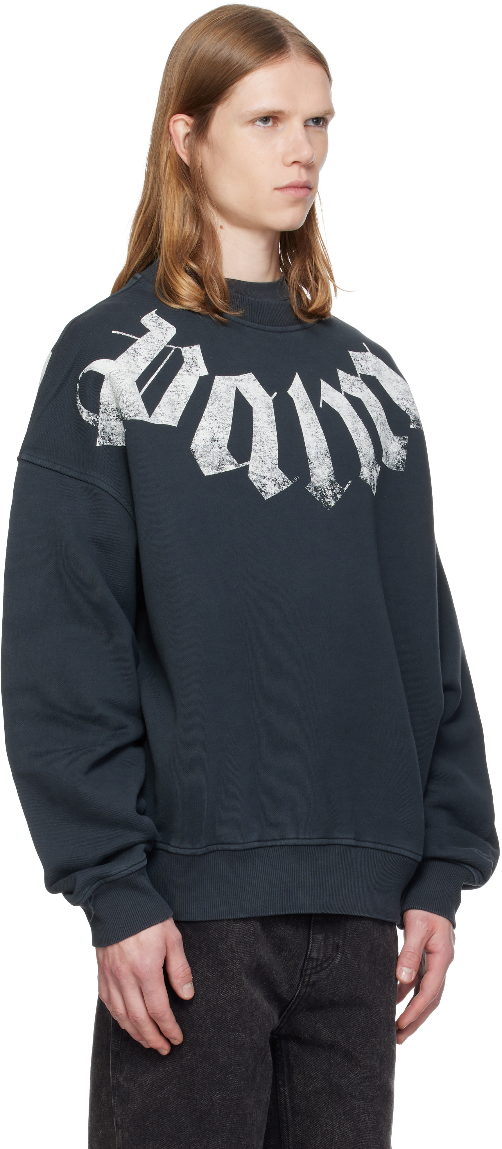 Palm Angels - Pull molletonné décontracté noir à logo surdimensionné