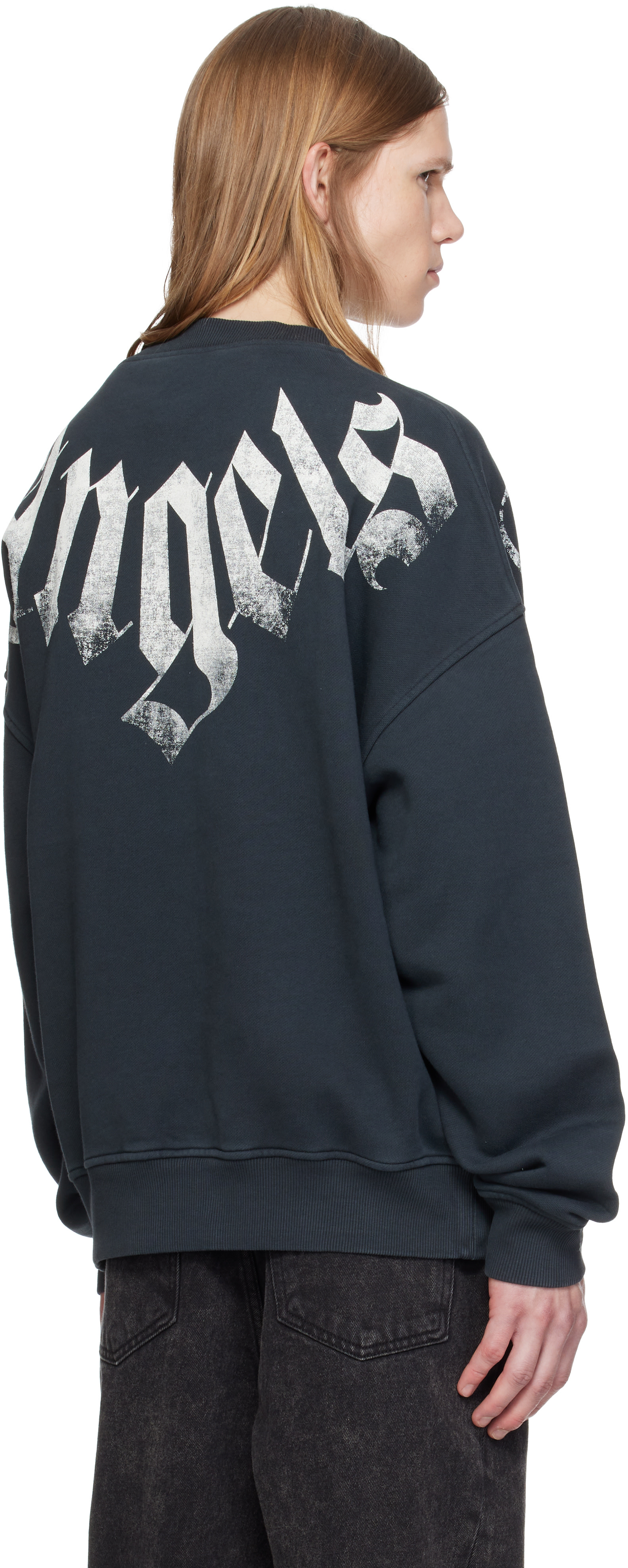 Palm Angels - Pull molletonné décontracté noir à logo surdimensionné