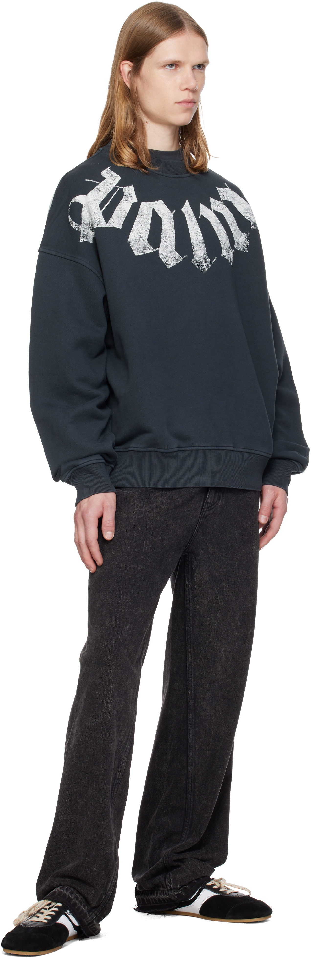 Palm Angels - Pull molletonné décontracté noir à logo surdimensionné