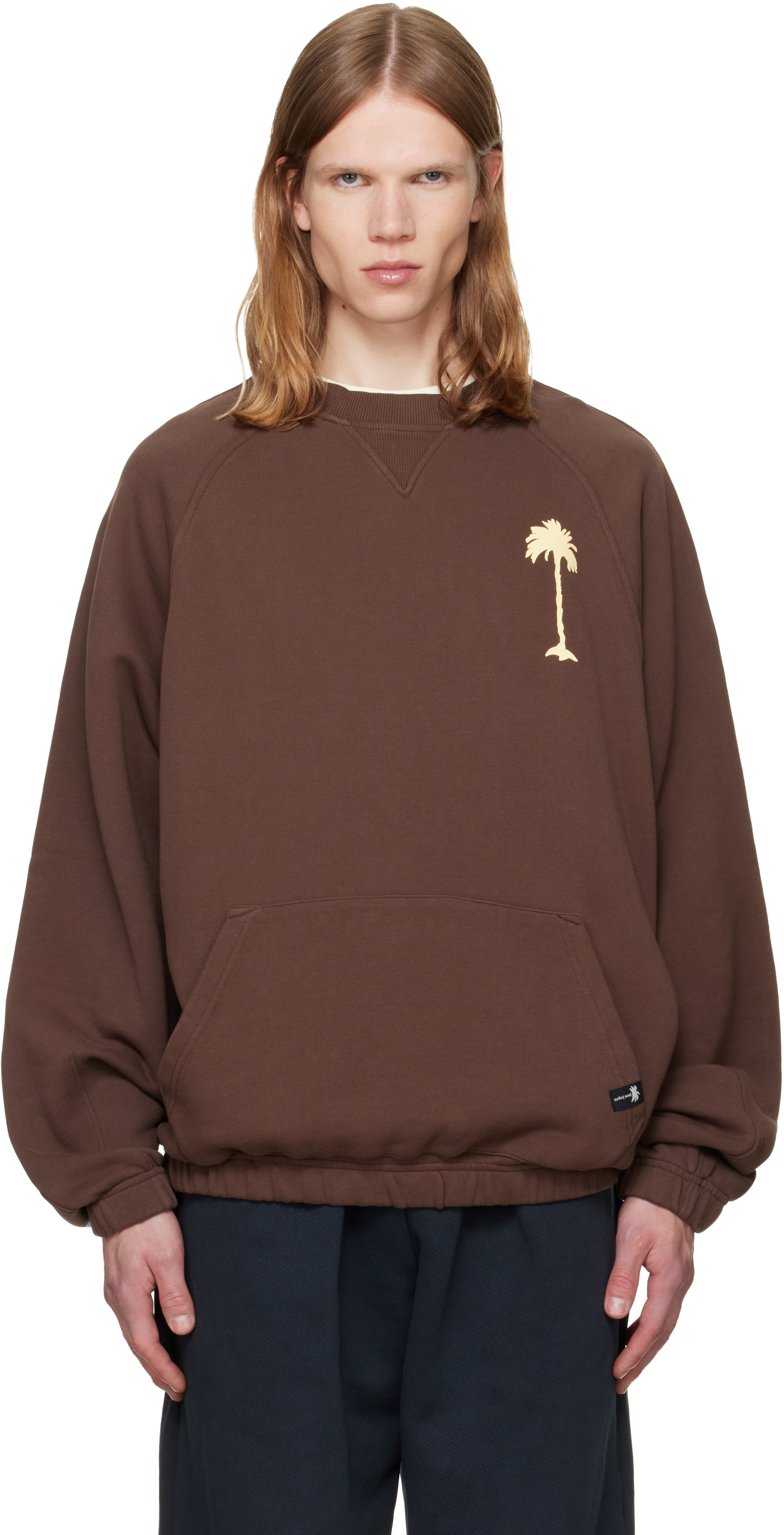 Palm Angels - Pull molletonné Feel High brun à col ras du cou