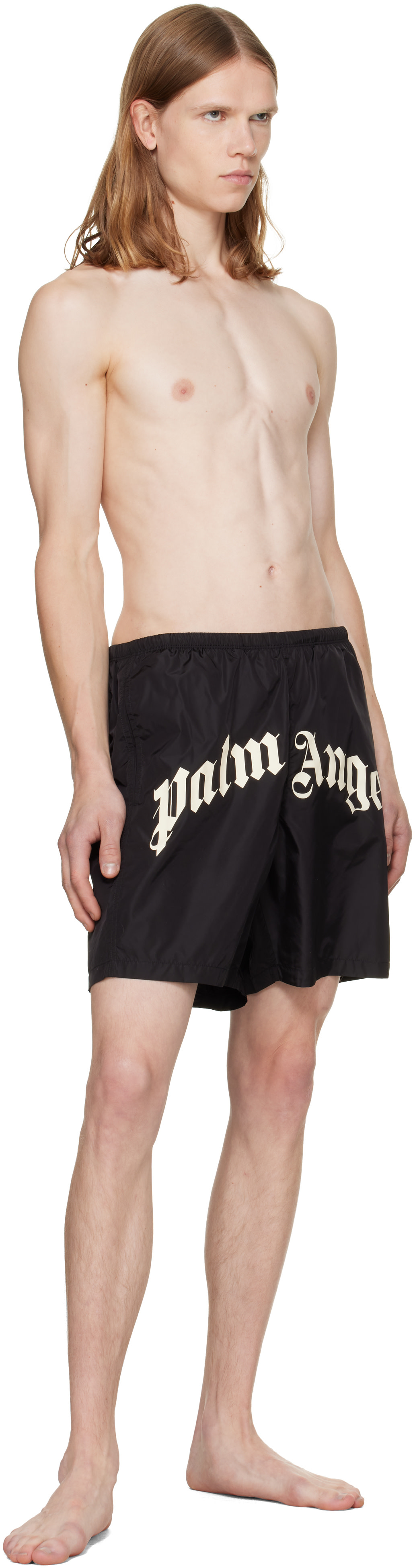Palm Angels Save The Ocean Bottle 黒 Palm Angels: Black Curved Logo Classic Swim Shorts | SSENSE Canada