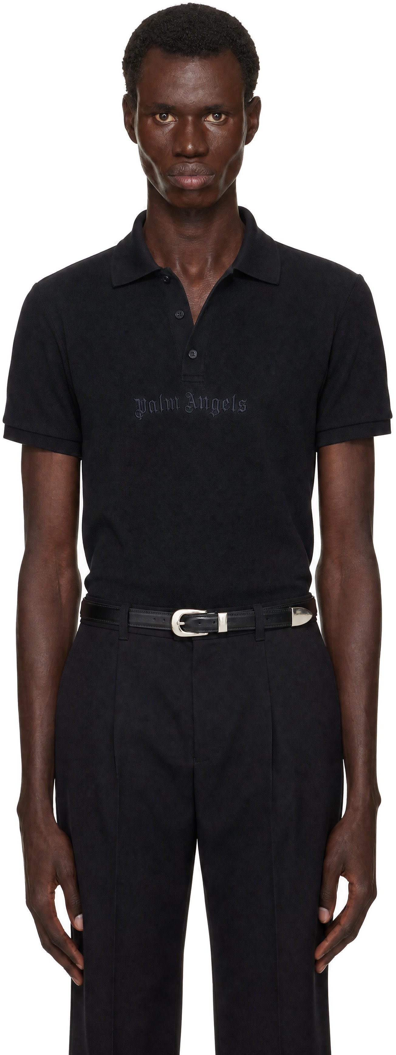 Palm Angels - Black Logo Spray Regular Polo