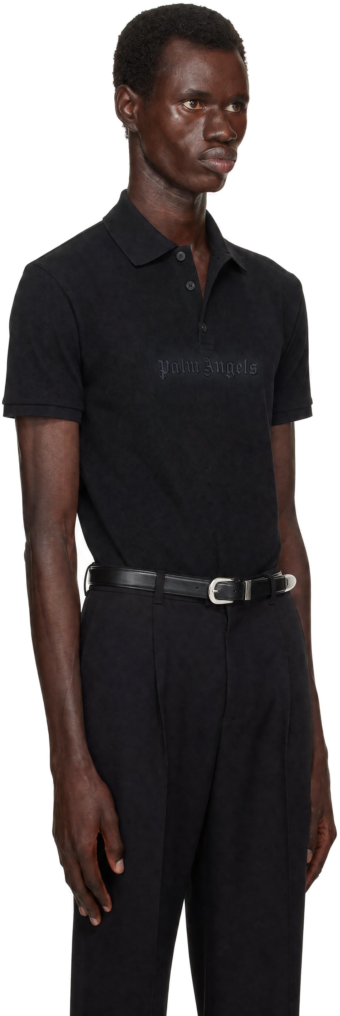 Palm Angels - Black Logo Spray Regular Polo