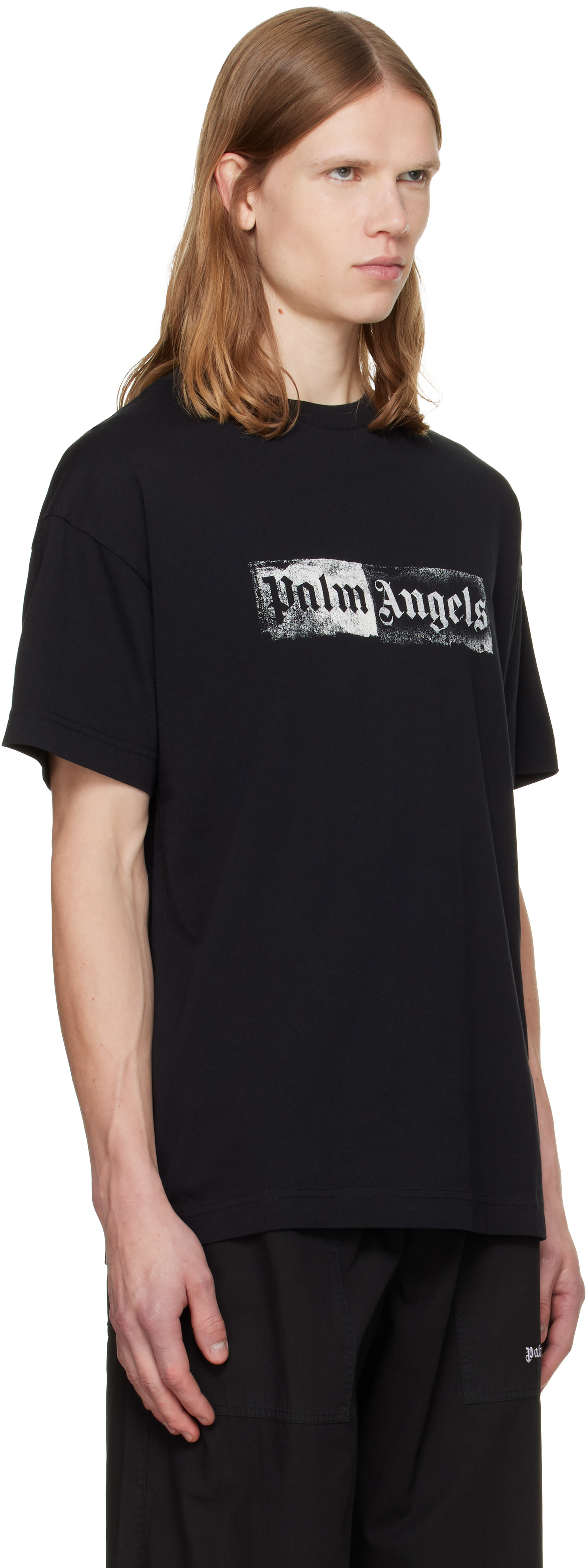 Palm Angels - 블랙 스탬프 로고 레귤러 티셔츠