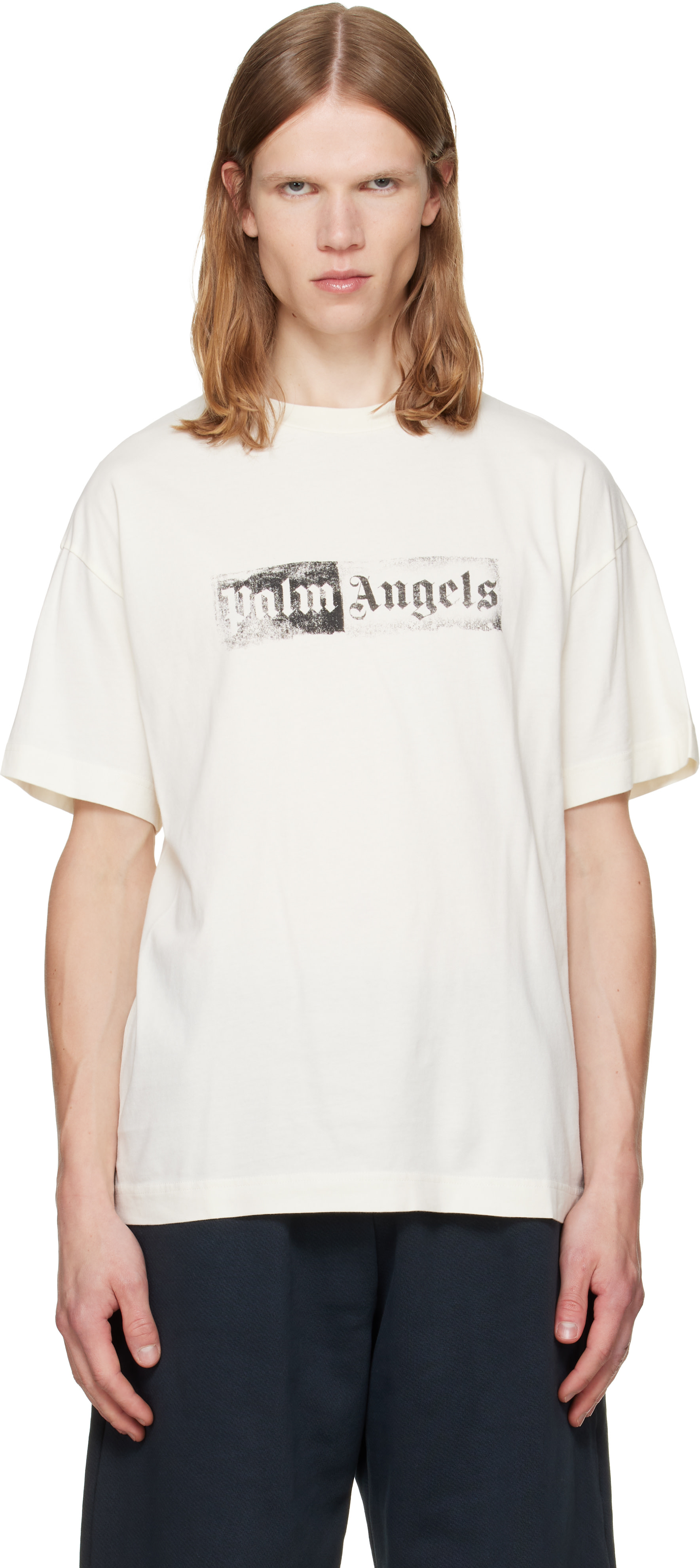Palm Angels - オフホワイト Stamp Logo Regular Tシャツ