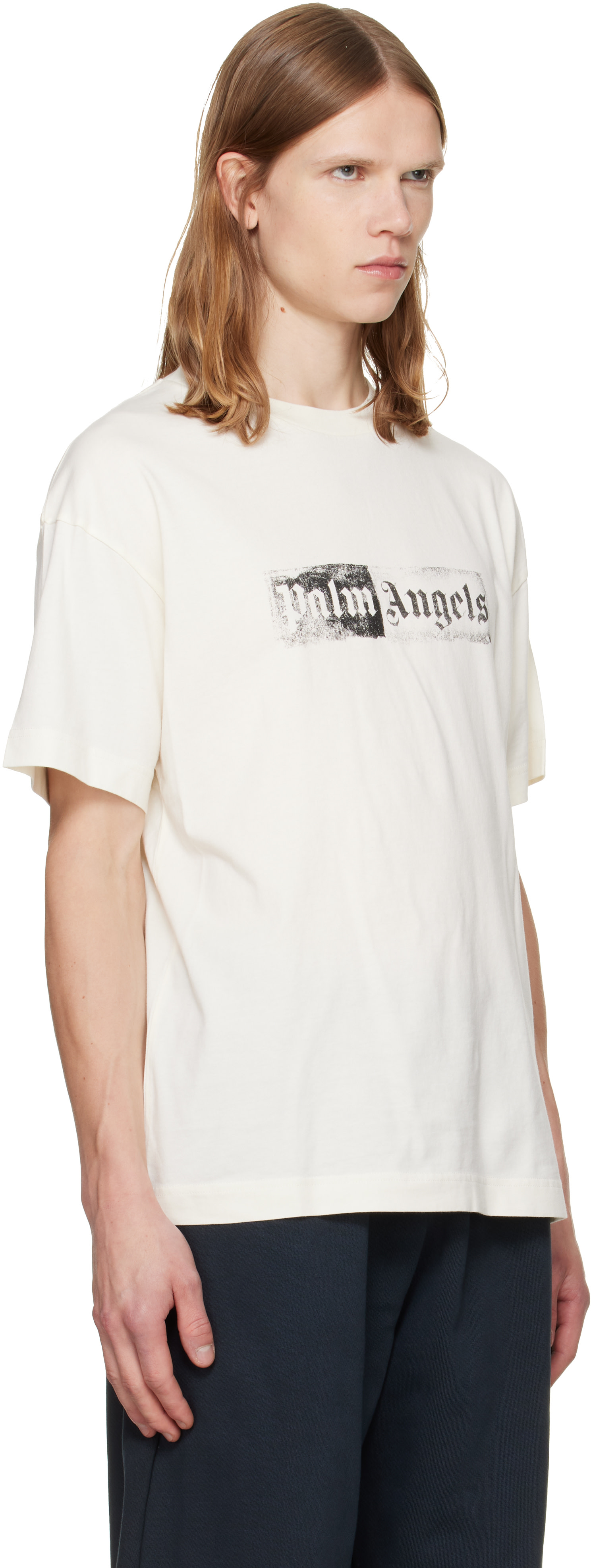 Palm Angels - オフホワイト Stamp Logo Regular Tシャツ