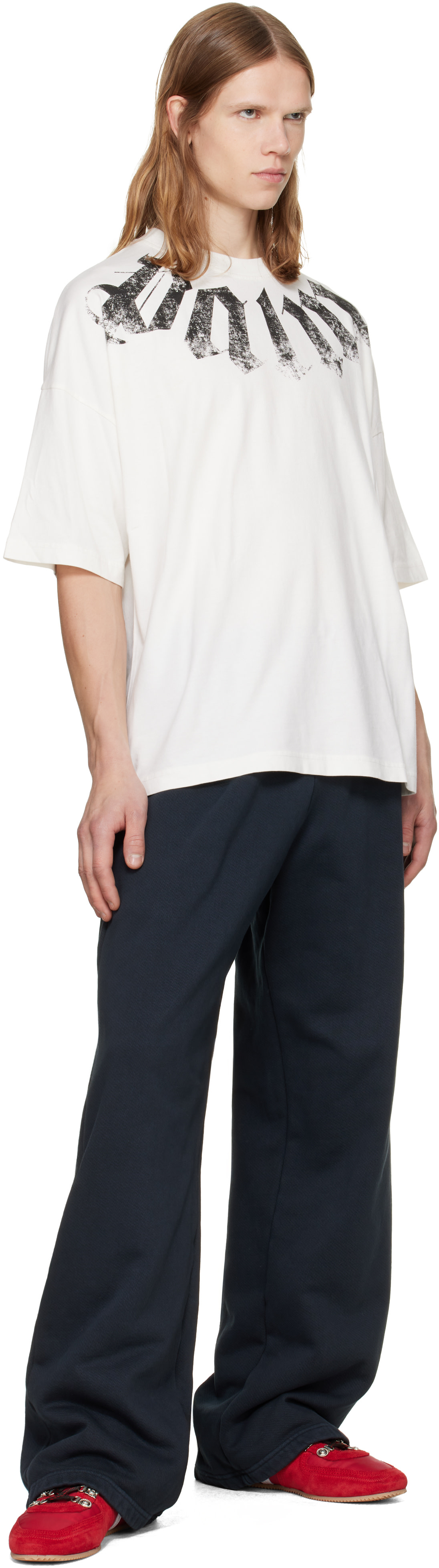Palm Angels: Off-White Big Neck Logo Loose T-shirt | SSENSE