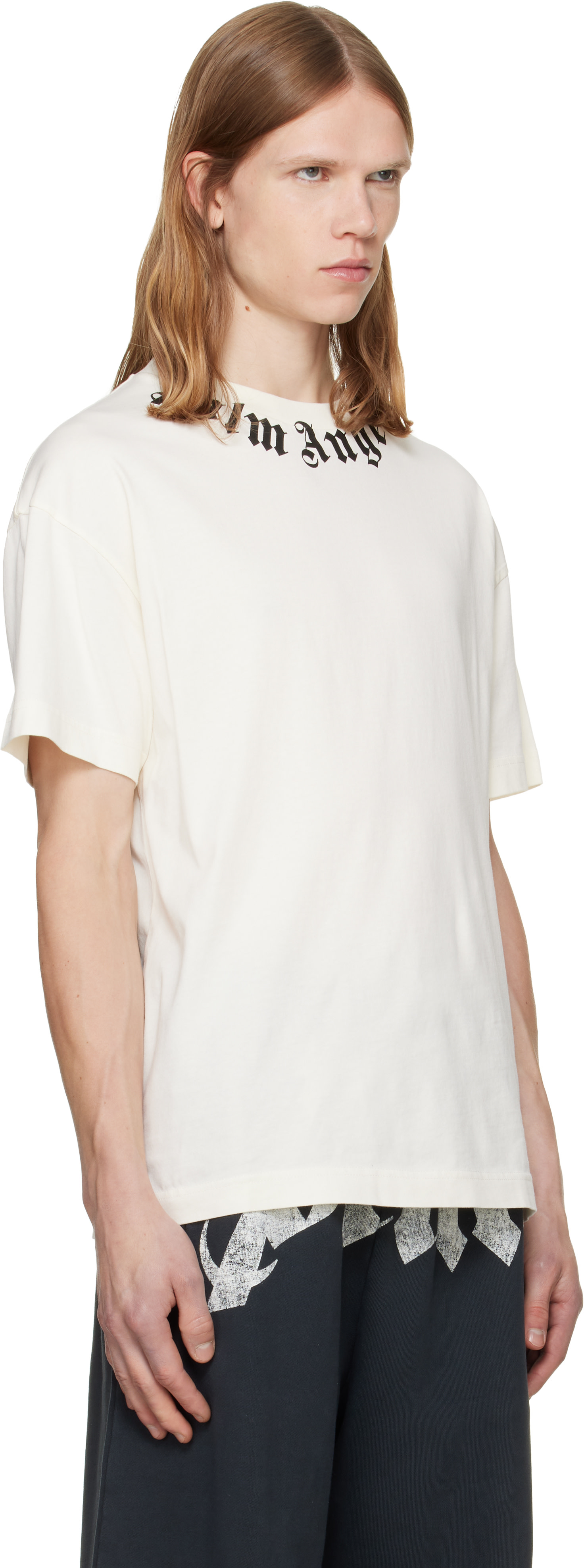 Palm Angels - オフホワイト Neck Logo レギュラーフィット Tシャツ
